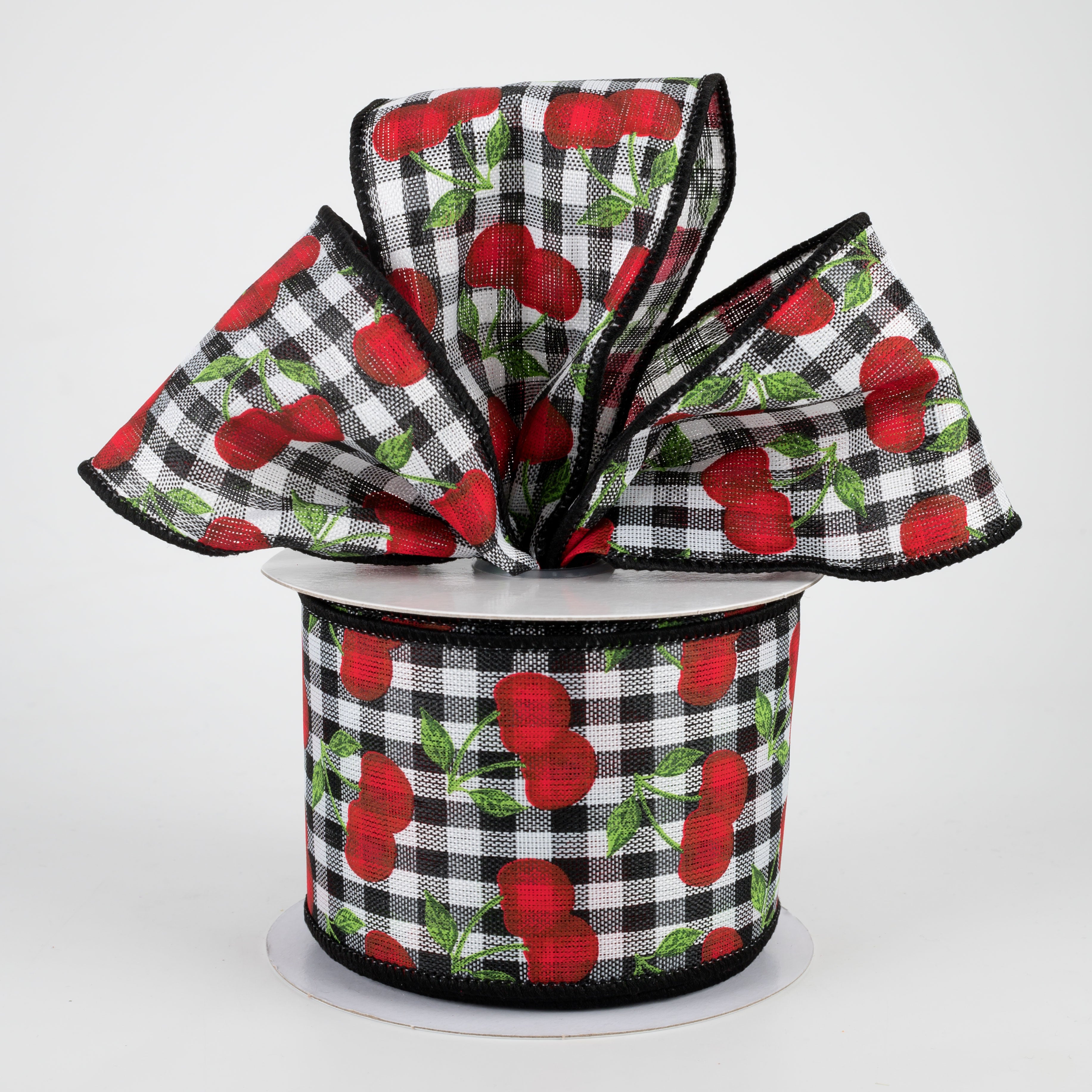 2.5" Cherries On Check Ribbon (10 Yards) Lifestyle Photo