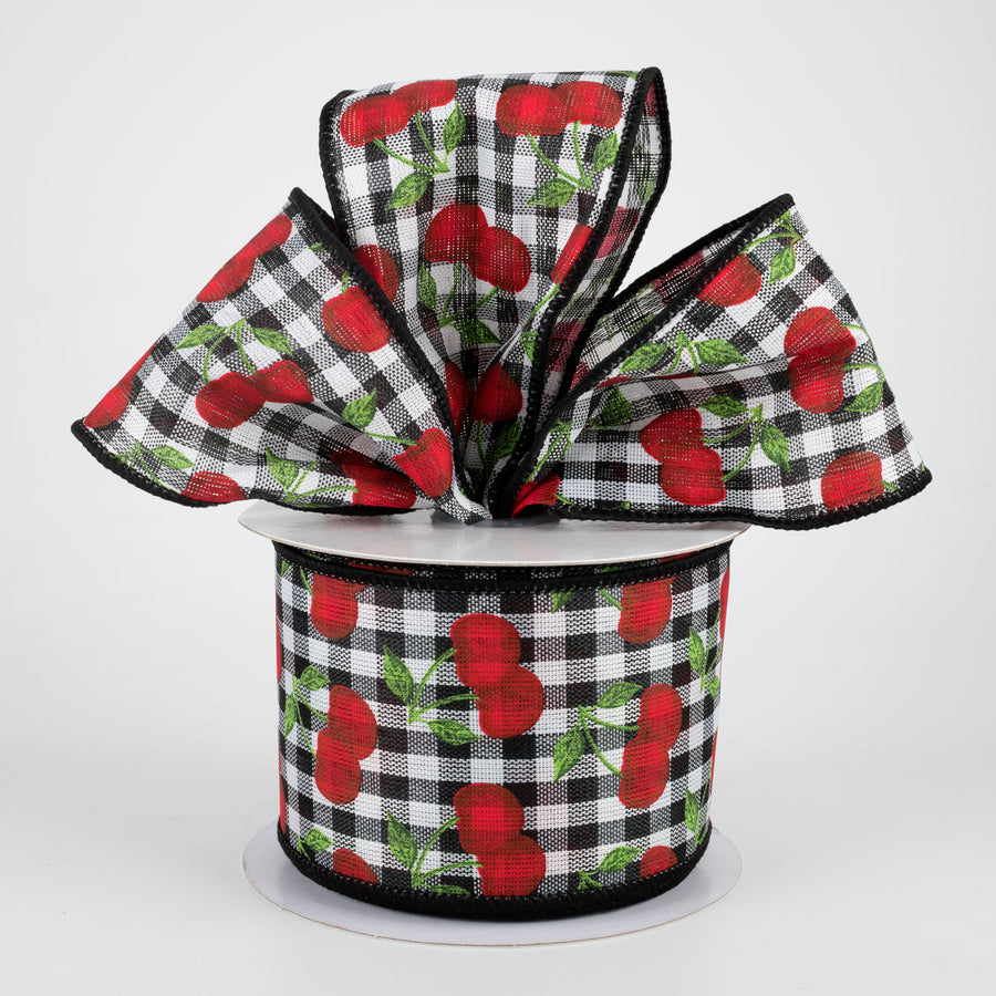2.5" Cherries On Check Ribbon (10 Yards) Lifestyle Photo