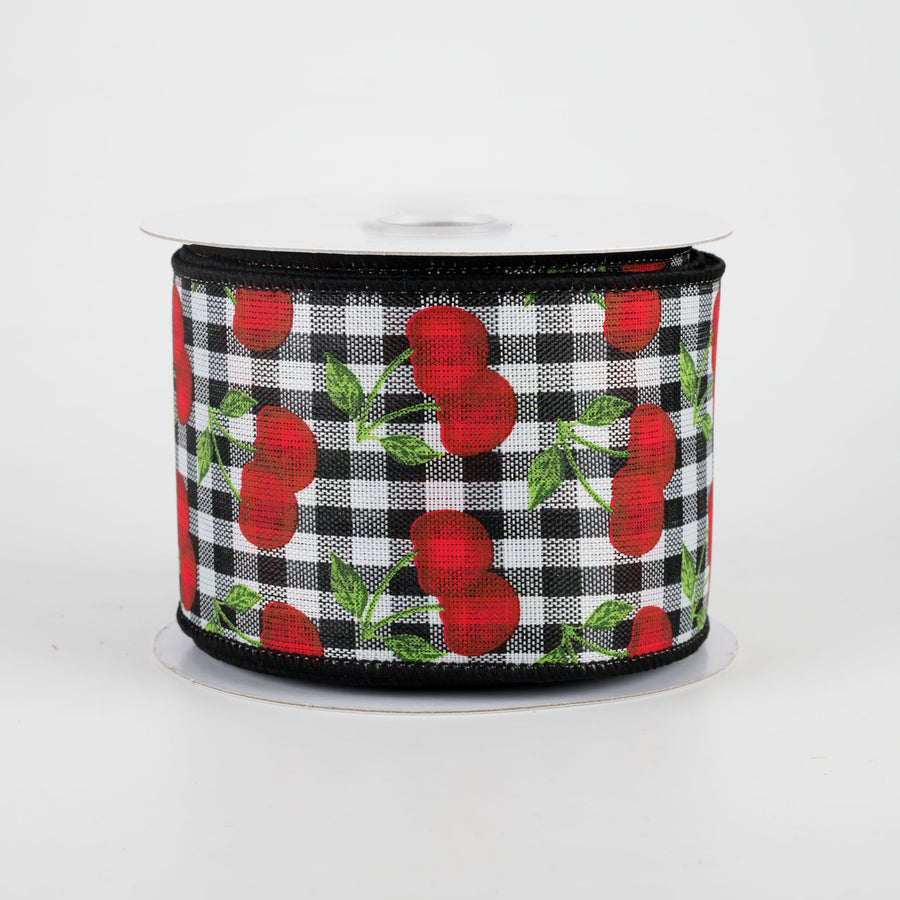 2.5" Cherries On Check Ribbon (10 Yards)