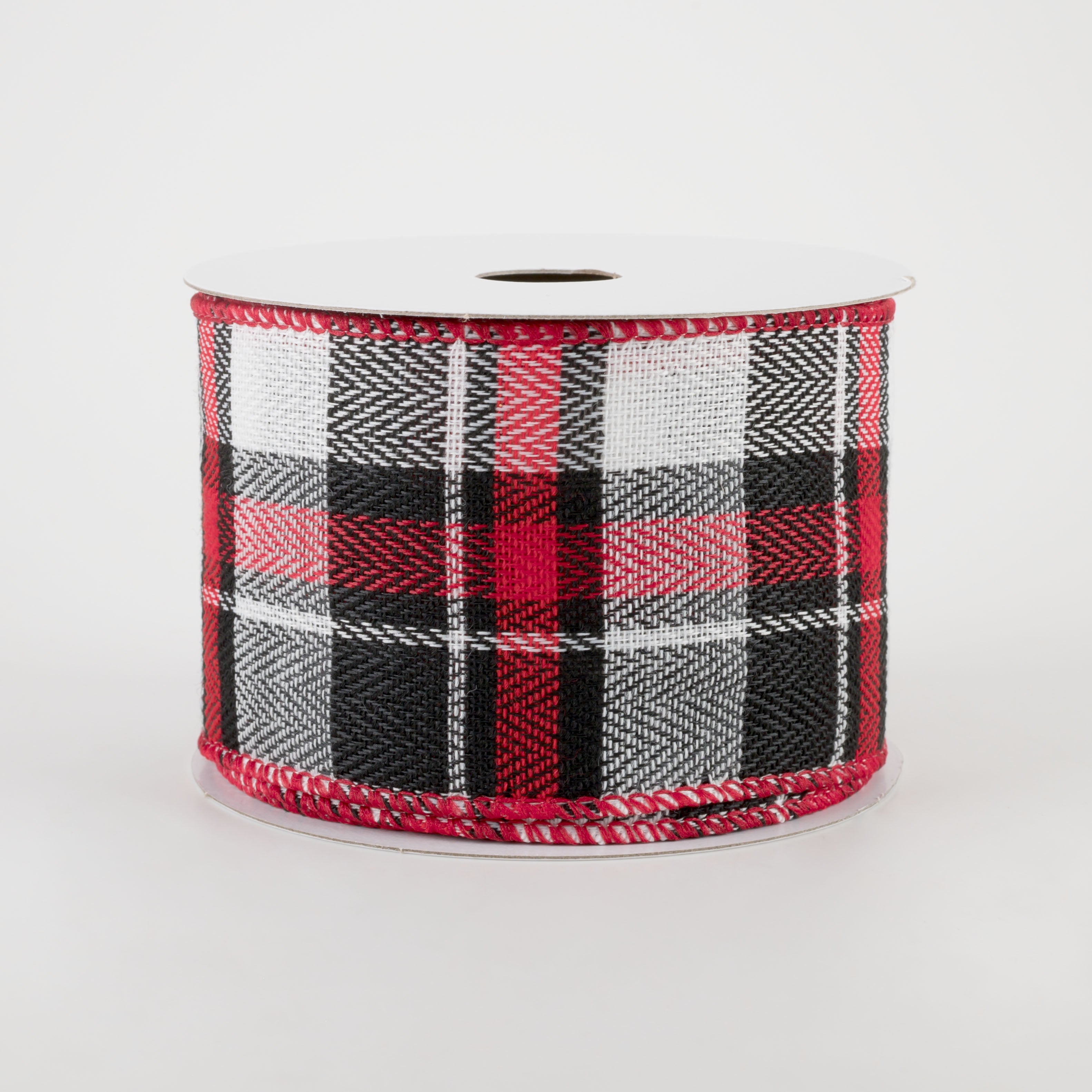 2.5" Chesire Plaid Ribbon: Black, Red, White (10 Yards) Item Number: 72134-40-01