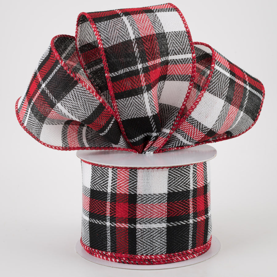 2.5" Chesire Plaid Ribbon: Black, Red, White (10 Yards) Lifestyle Photo