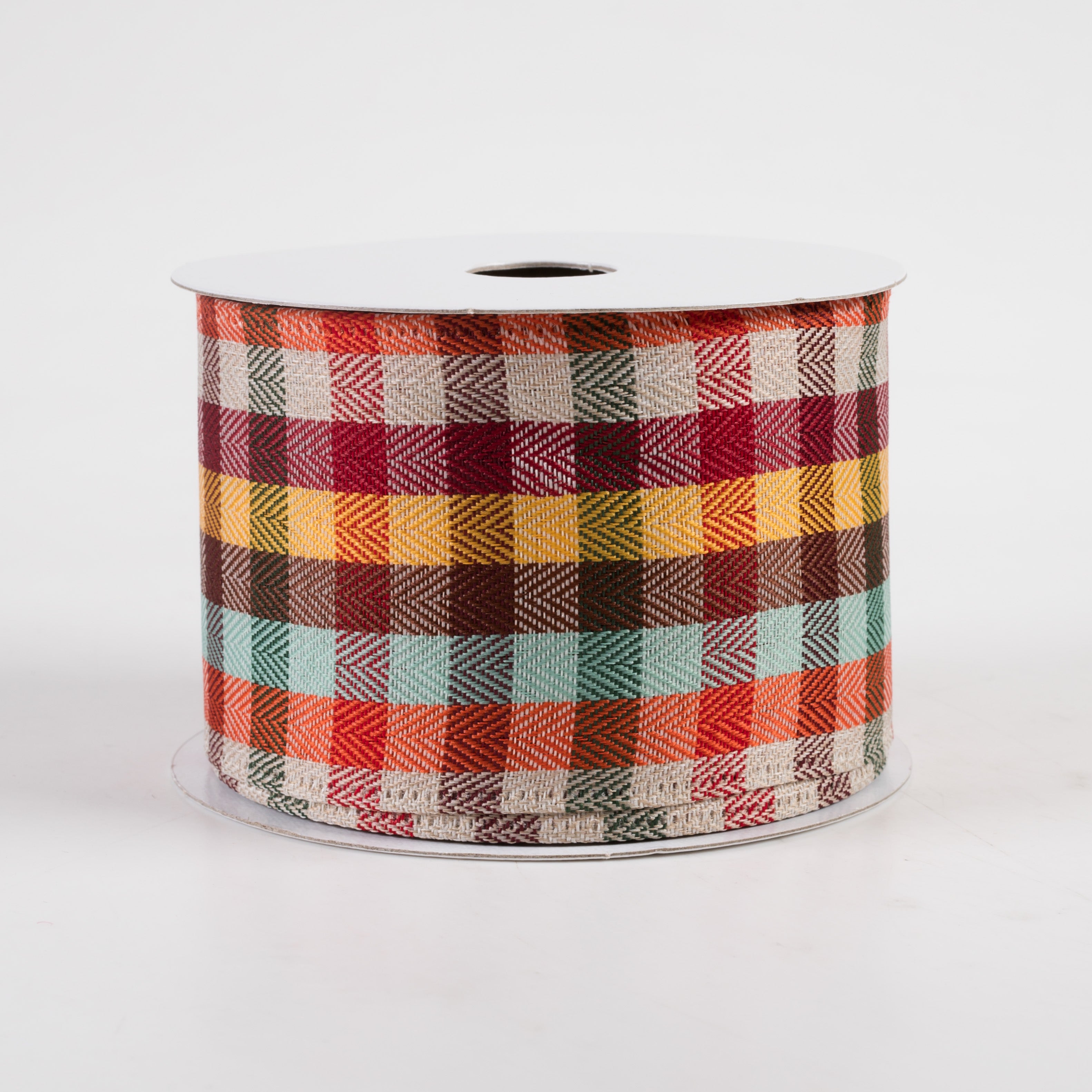 2.5" Chevron Check Plaid Ribbon: Teal Fall (10 Yards)