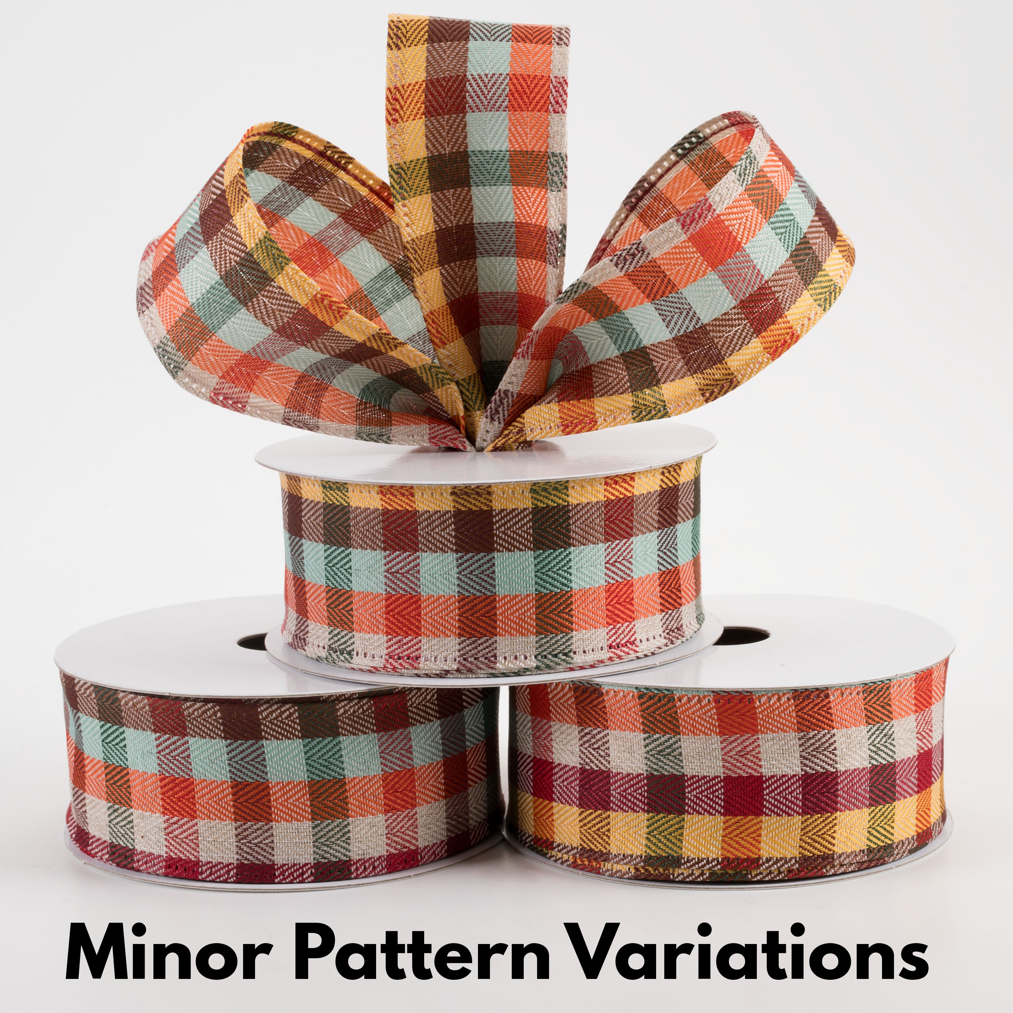 1.5" Chevron Check Plaid Ribbon: Teal Fall (10 Yards) Lifestyle Photo