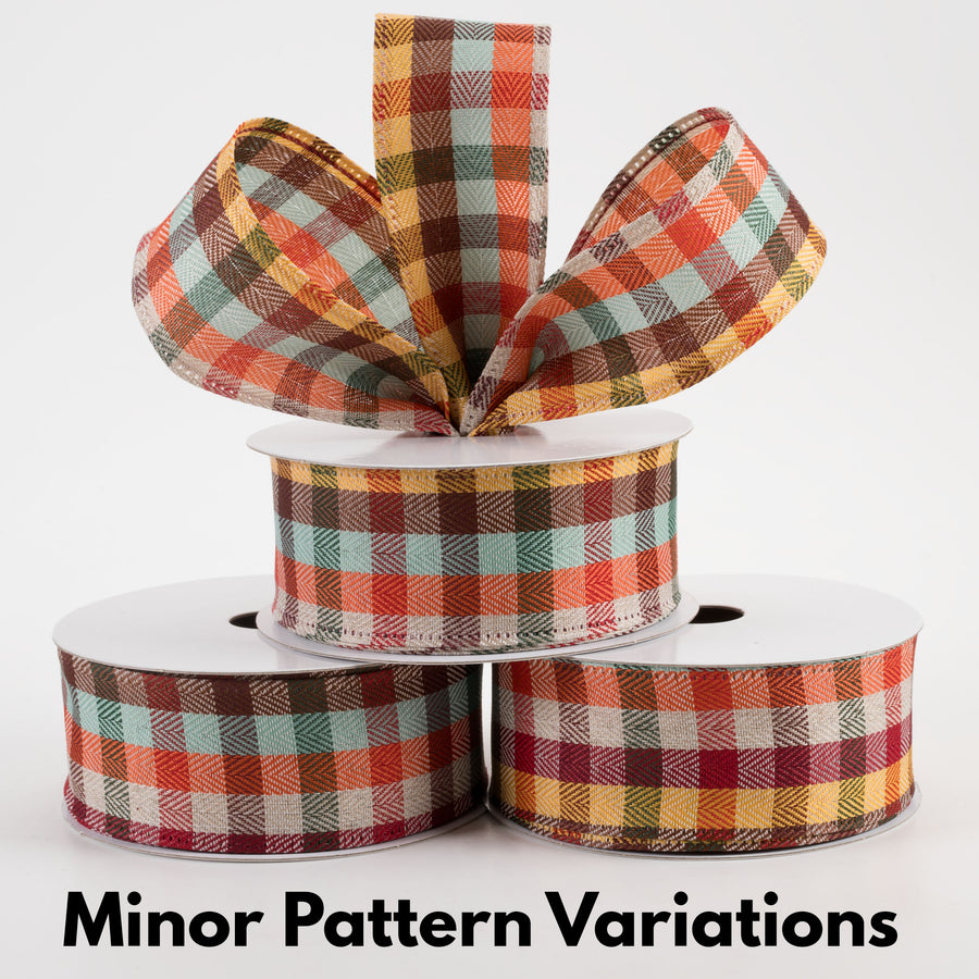 1.5" Chevron Check Plaid Ribbon: Teal Fall (10 Yards) Lifestyle Photo