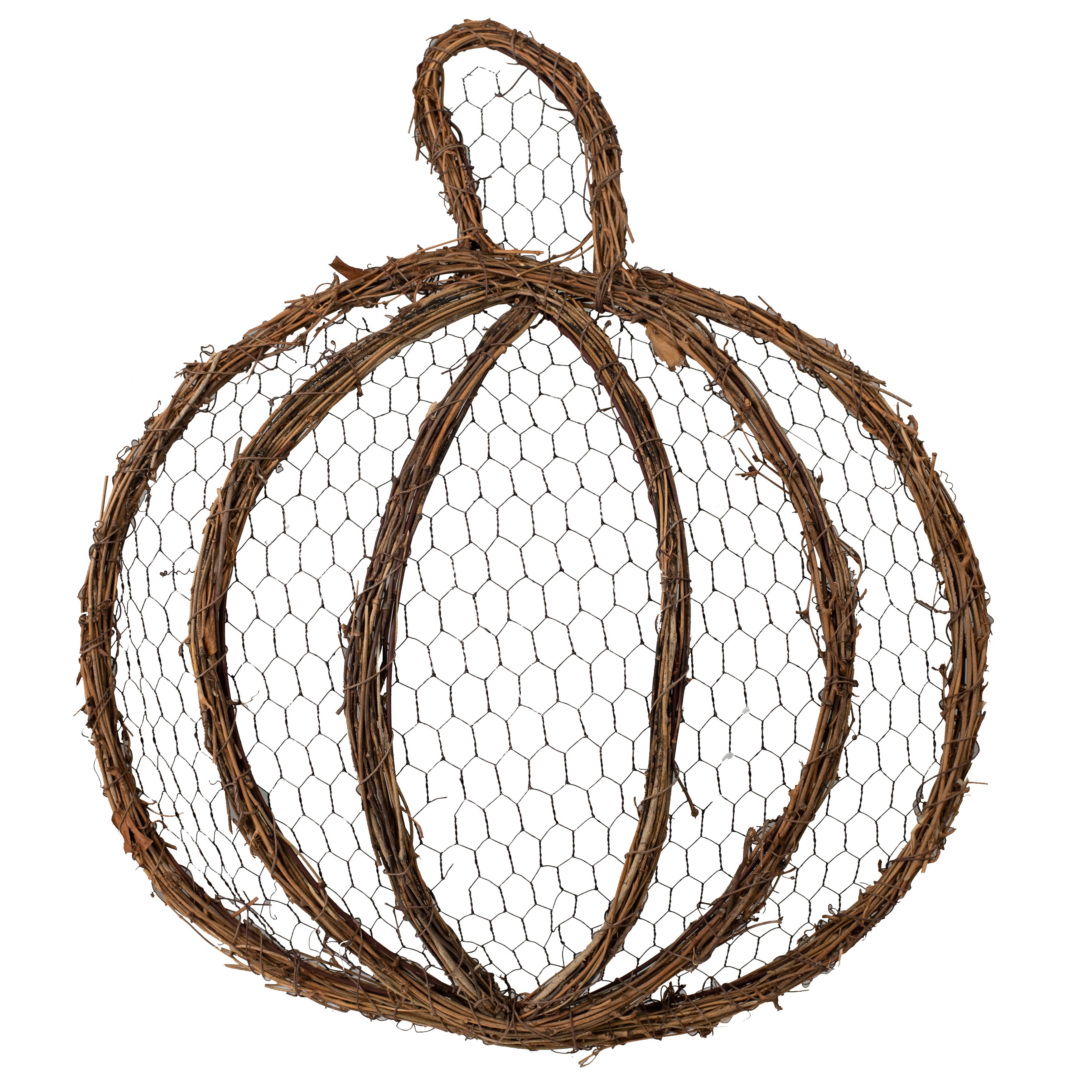 17" Chicken Wire & Grapevine Pumpkin Item Number: 52652NAT