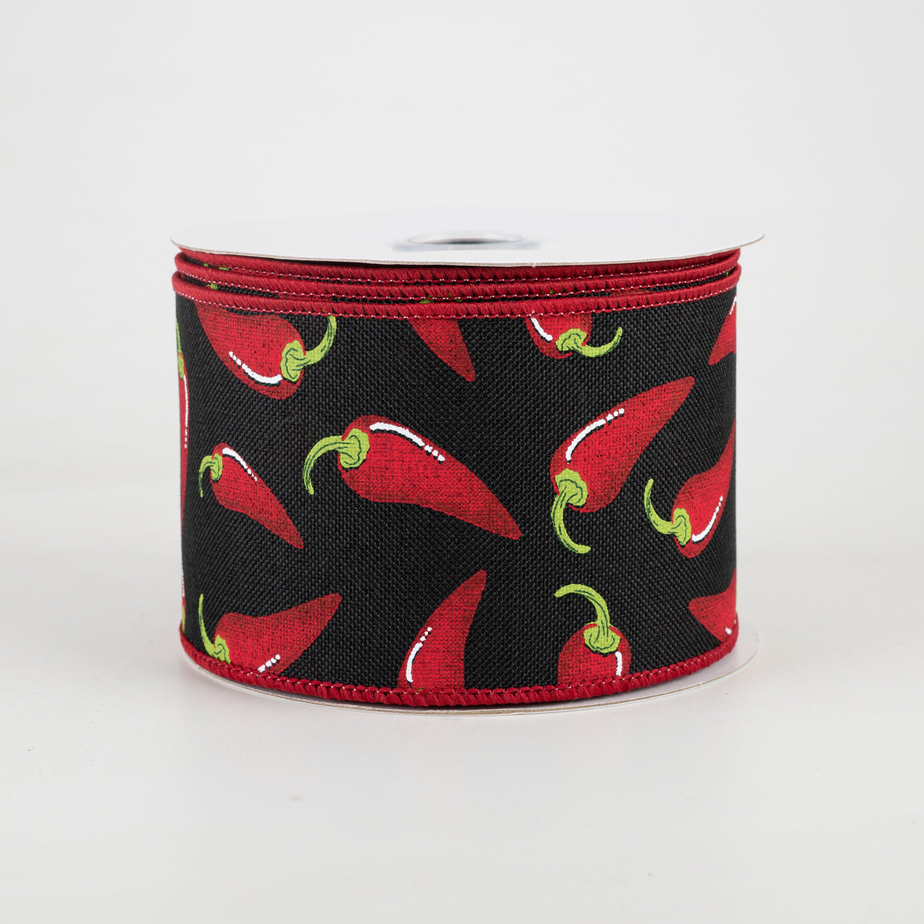 2.5" Chili Peppers Ribbon: Black (10 Yards)