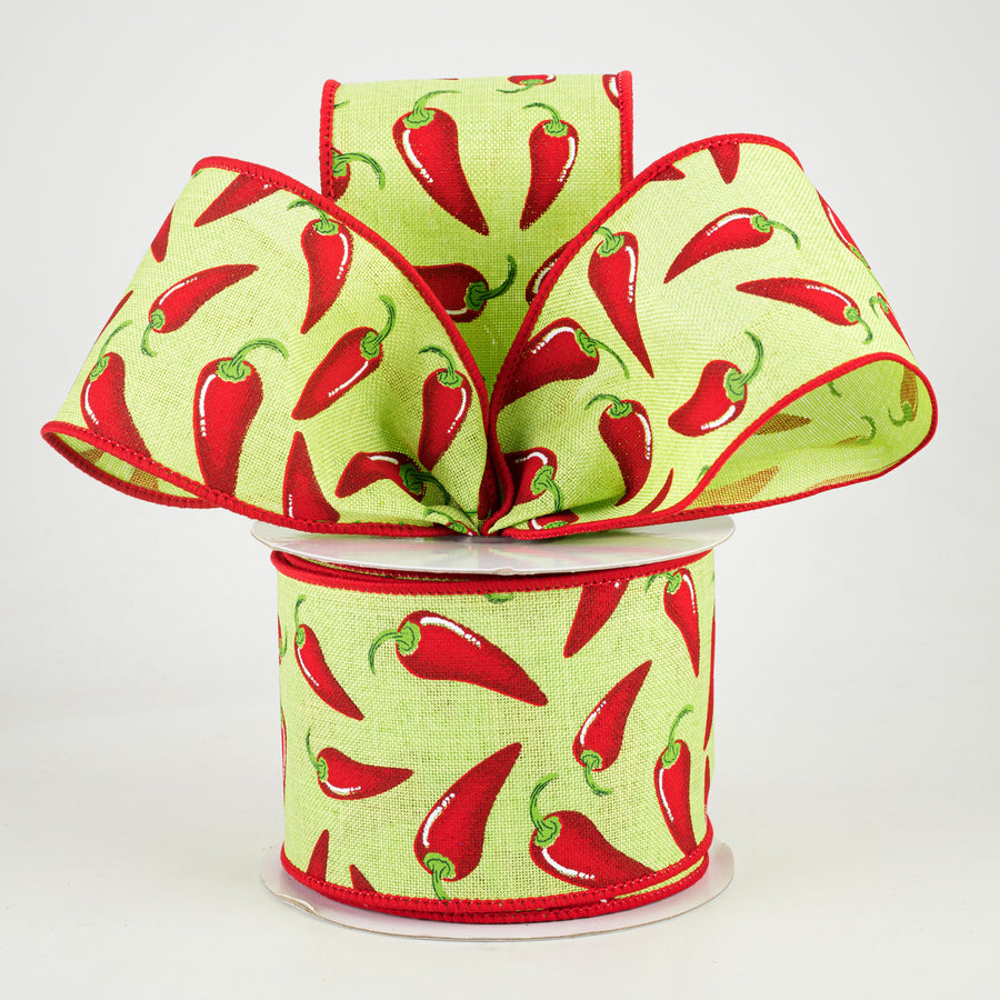 2.5" Chili Peppers Ribbon: Bright Green (10 Yards) Lifestyle Photo