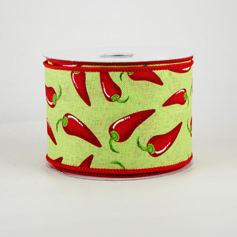 2.5" Chili Peppers Ribbon: Bright Green (10 Yards)