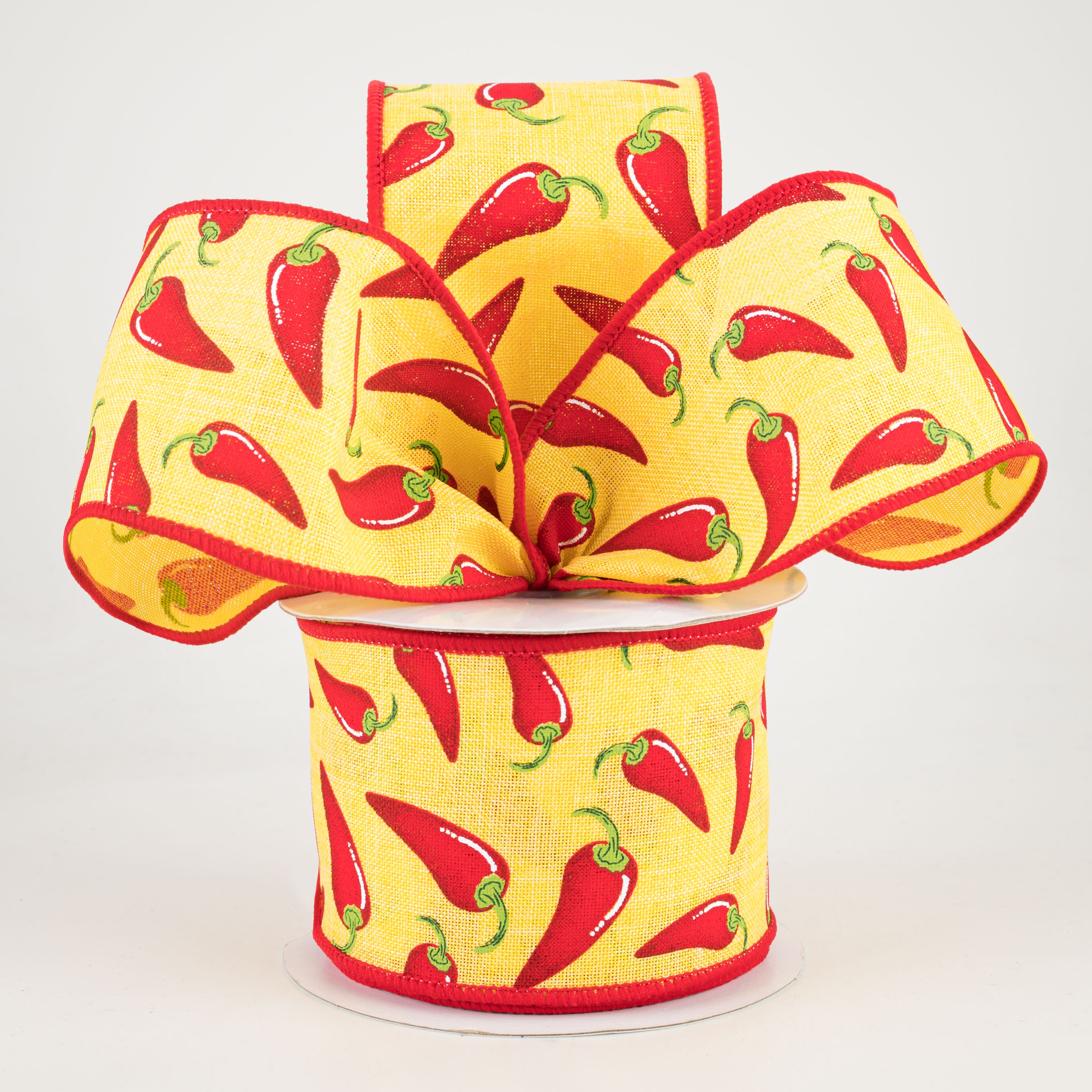2.5" Chili Peppers Ribbon: Yellow (10 Yards) Lifestyle Photo