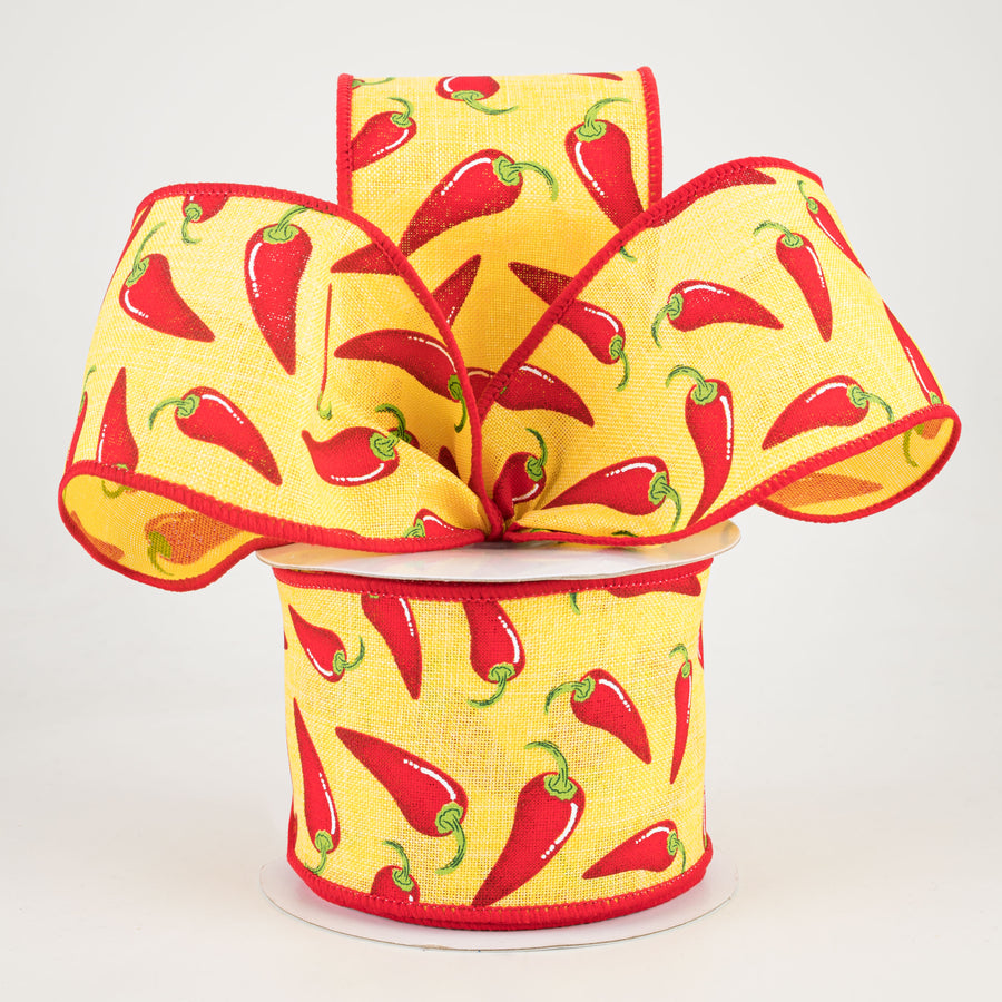 2.5" Chili Peppers Ribbon: Yellow (10 Yards) Lifestyle Photo