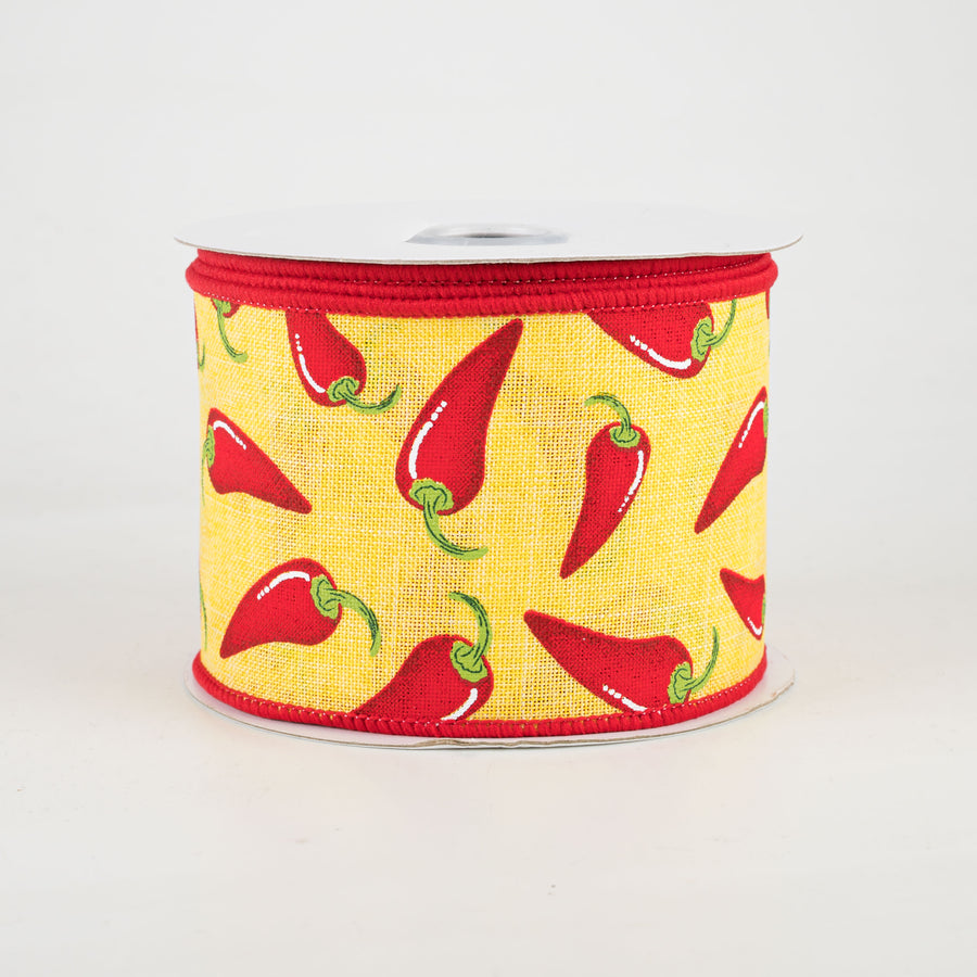 2.5" Chili Peppers Ribbon: Yellow (10 Yards)