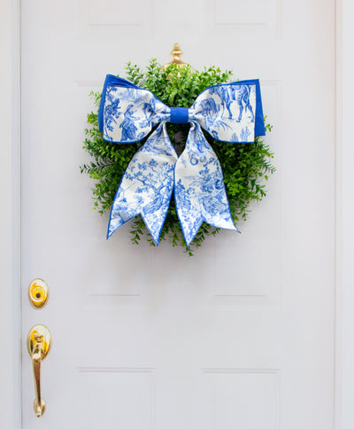 [D Stevens] 19" Chinoiserie Bow: Blue & White Lifestyle Photo