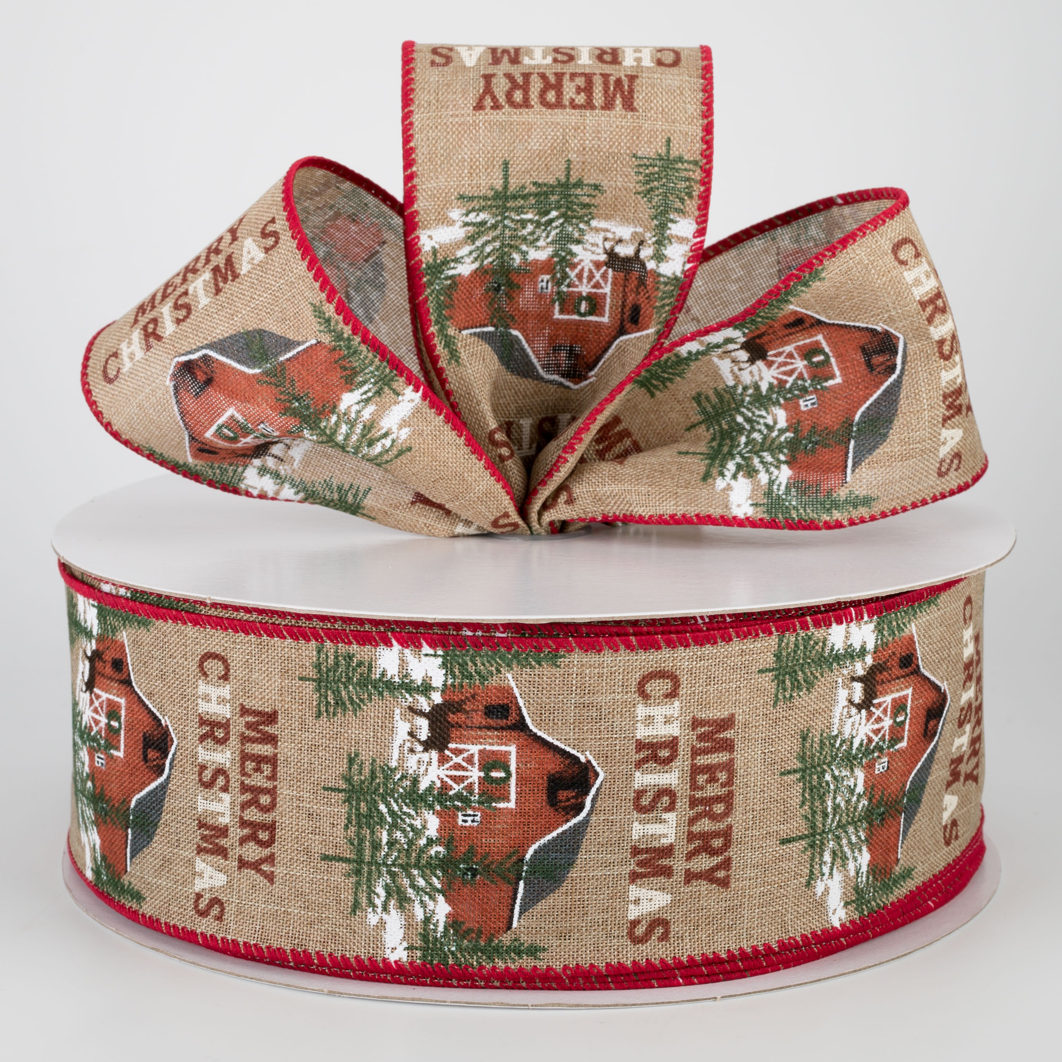 2.5" Christmas Barn Ribbon (50 Yards) Lifestyle Photo