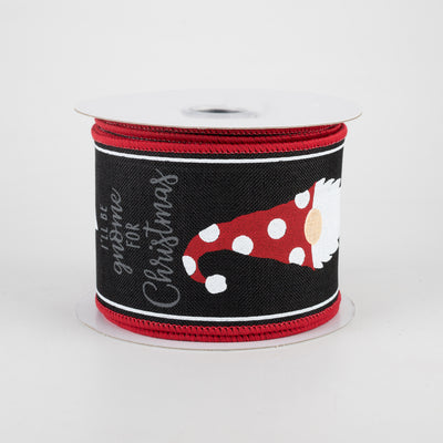 2.5" Christmas Gnome Heads Ribbon: Black (10 Yards)