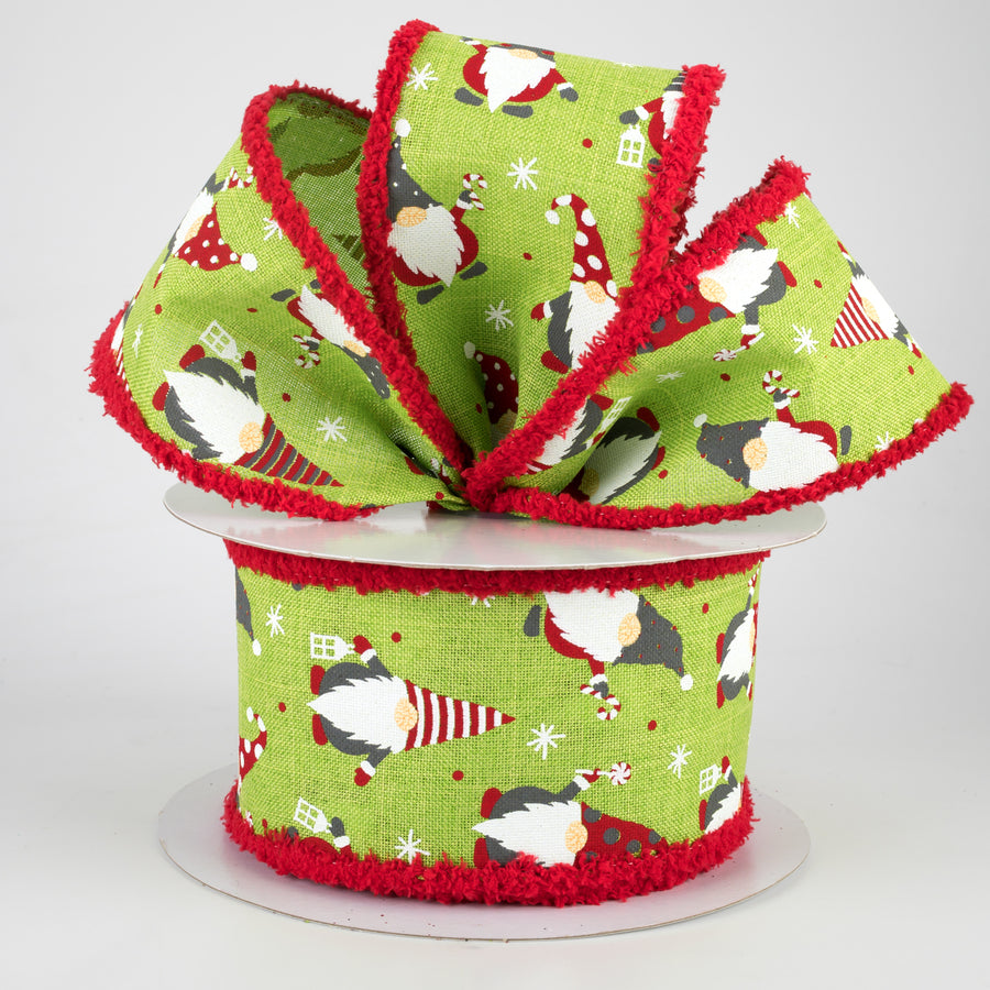2.5" Christmas Gnomes Fuzzy Edge Ribbon: Lime (10 Yards) Lifestyle Photo
