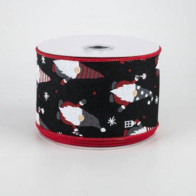 2.5" Christmas Gnomes Ribbon: Black (10 Yards)