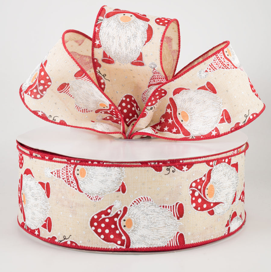 2.5" Christmas Gnomes Ribbon: Cream (50 Yards) Lifestyle Photo