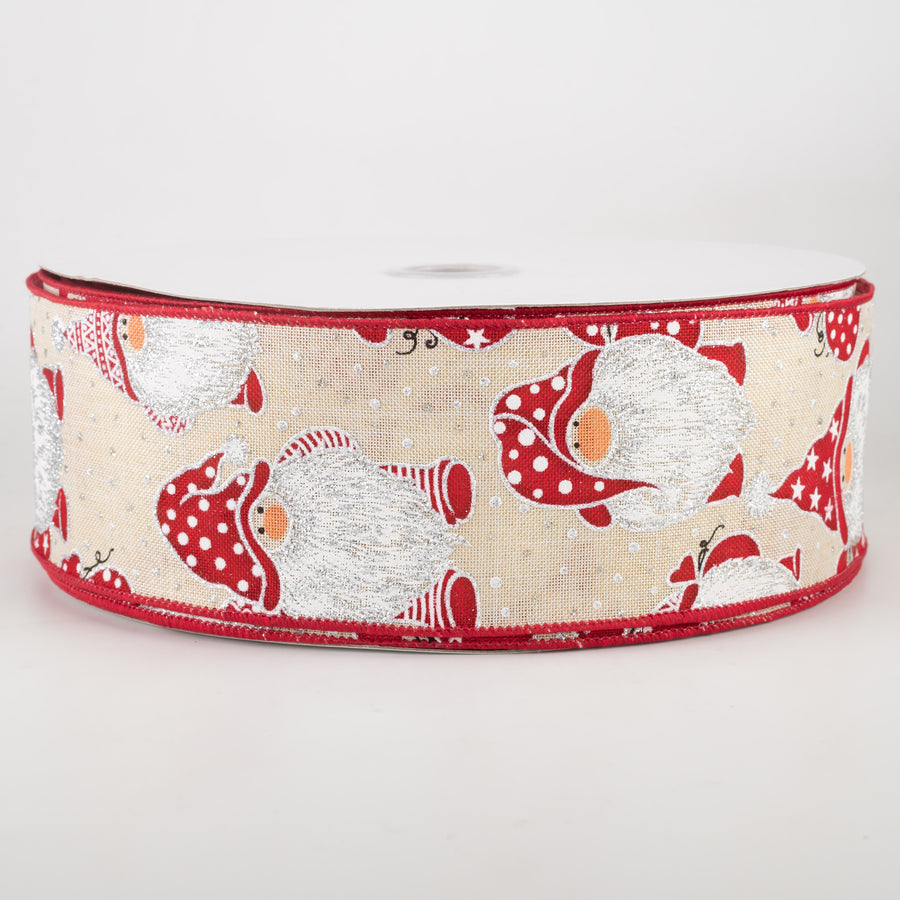 2.5" Christmas Gnomes Ribbon: Cream (50 Yards)