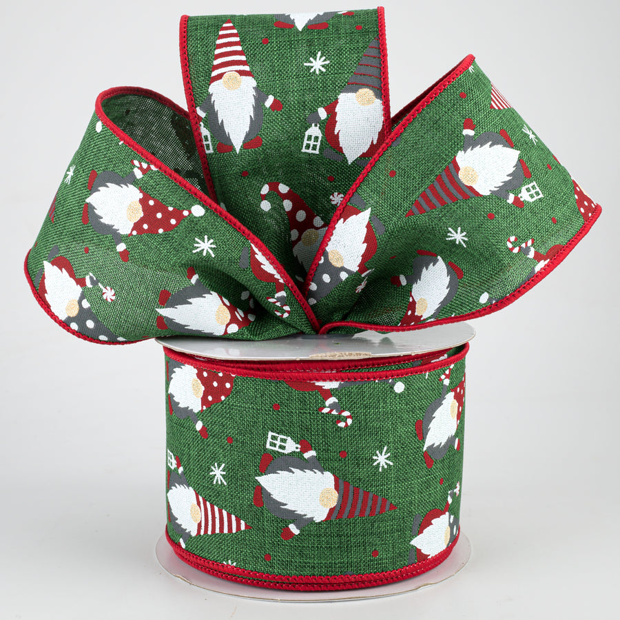2.5" Christmas Gnomes Ribbon: Emerald (10 Yards) Lifestyle Photo