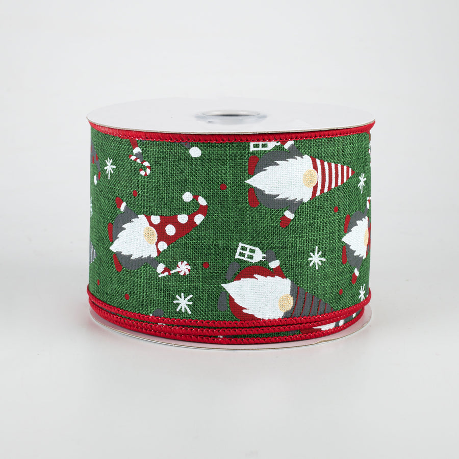 2.5" Christmas Gnomes Ribbon: Emerald (10 Yards)