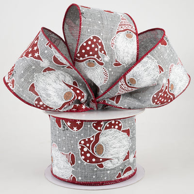 2.5" Christmas Gnomes Ribbon: Grey (10 Yards) Lifestyle Photo