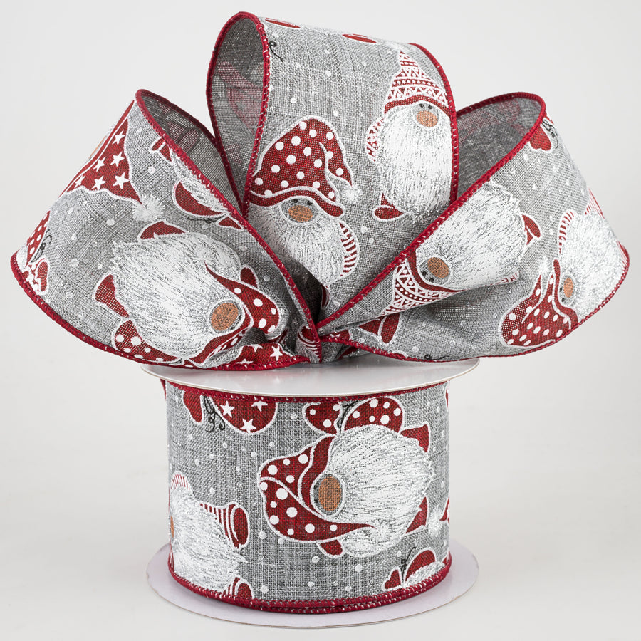 2.5" Christmas Gnomes Ribbon: Grey (10 Yards) Lifestyle Photo