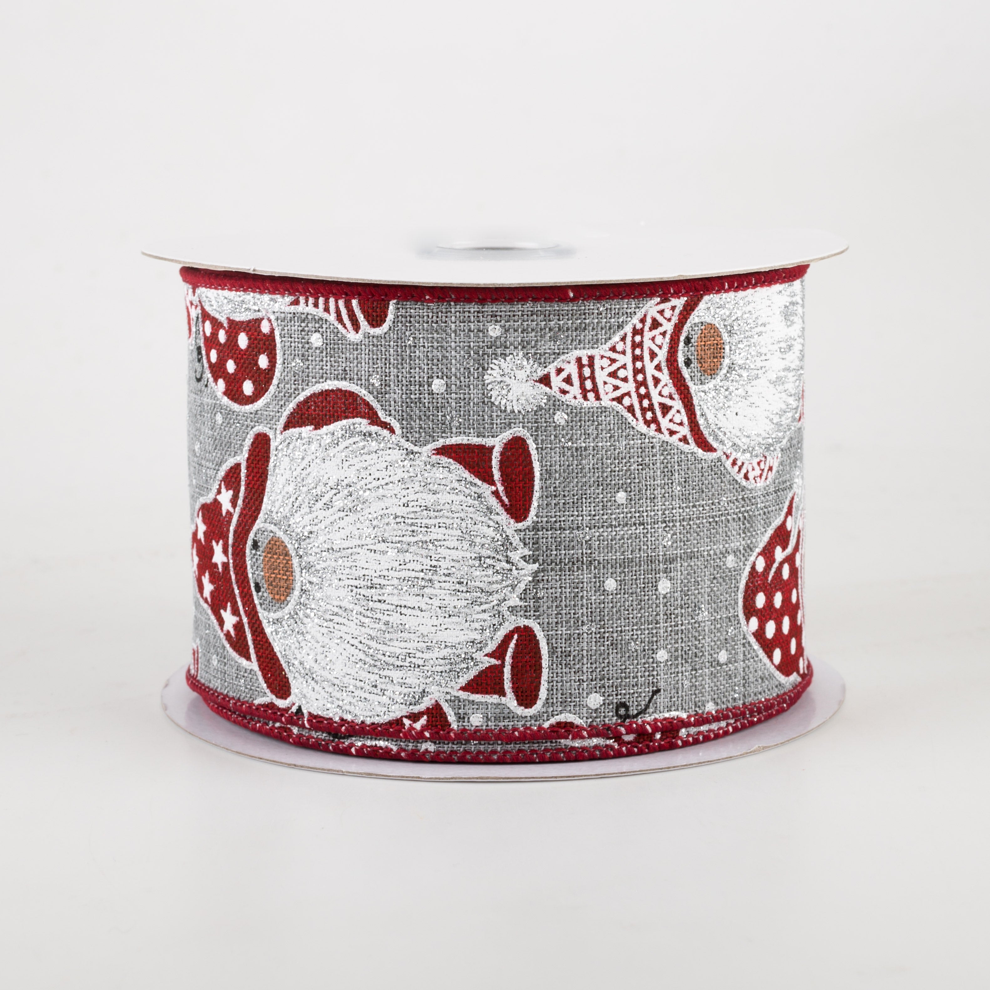 2.5" Christmas Gnomes Ribbon: Grey (10 Yards)
