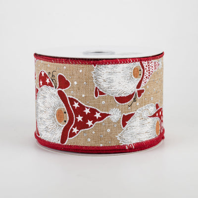 2.5" Christmas Gnomes Ribbon: Light Beige (10 Yards)