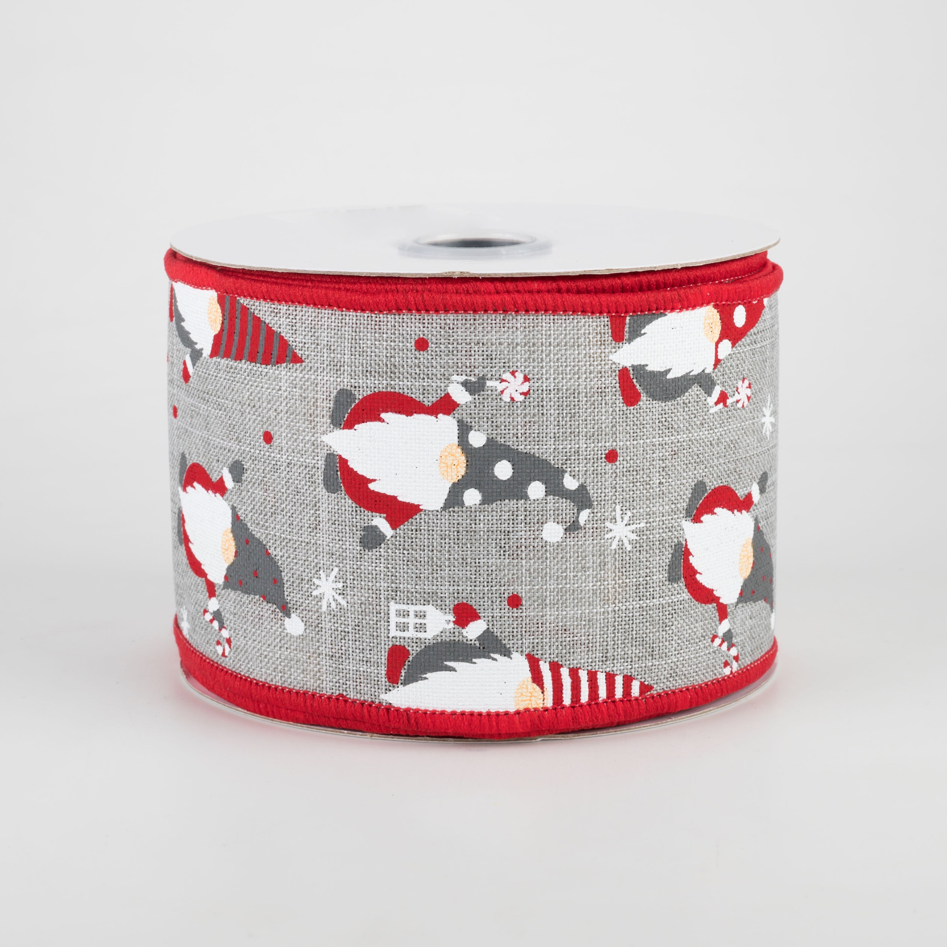 2.5" Christmas Gnomes Ribbon: Light Grey (10 Yards)
