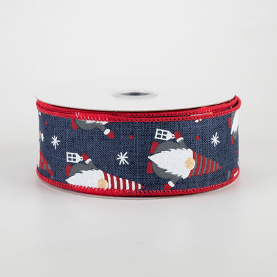 1.5" Christmas Gnomes Ribbon: Navy (10 Yards)