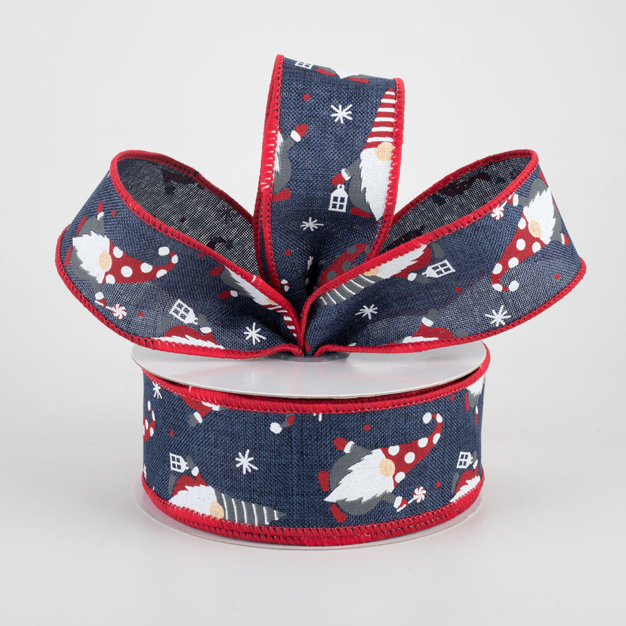 1.5" Christmas Gnomes Ribbon: Navy (10 Yards) Lifestyle Photo