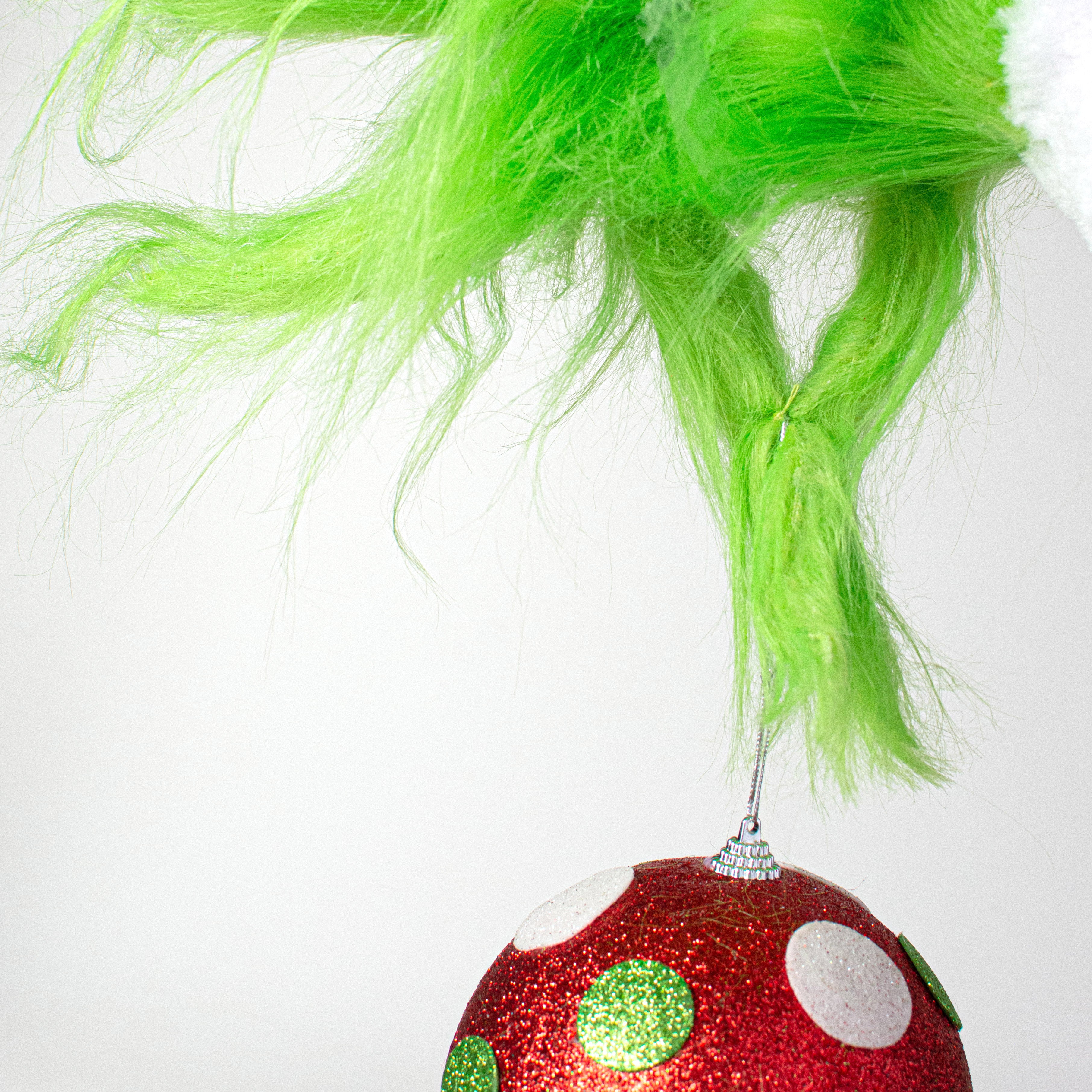 33" Christmas Green Monster Furry Hand Ornament Pick Lifestyle Photo