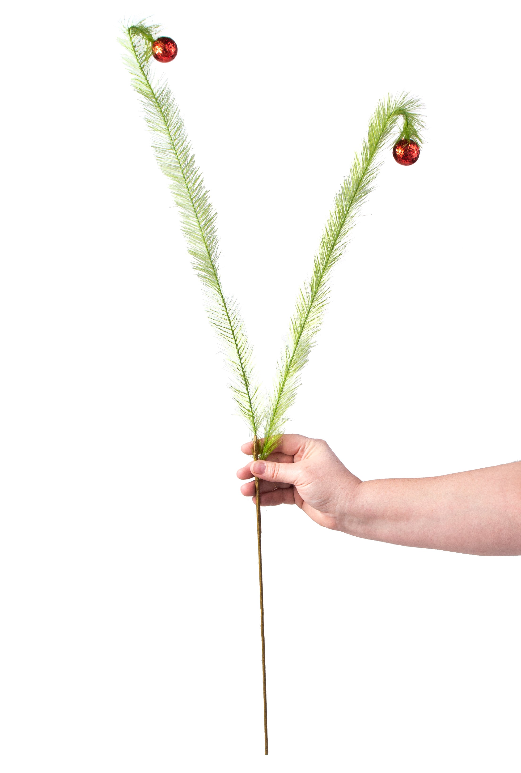 30" Christmas Green Monster Pine & Ball Ornament Spray detail photo 3