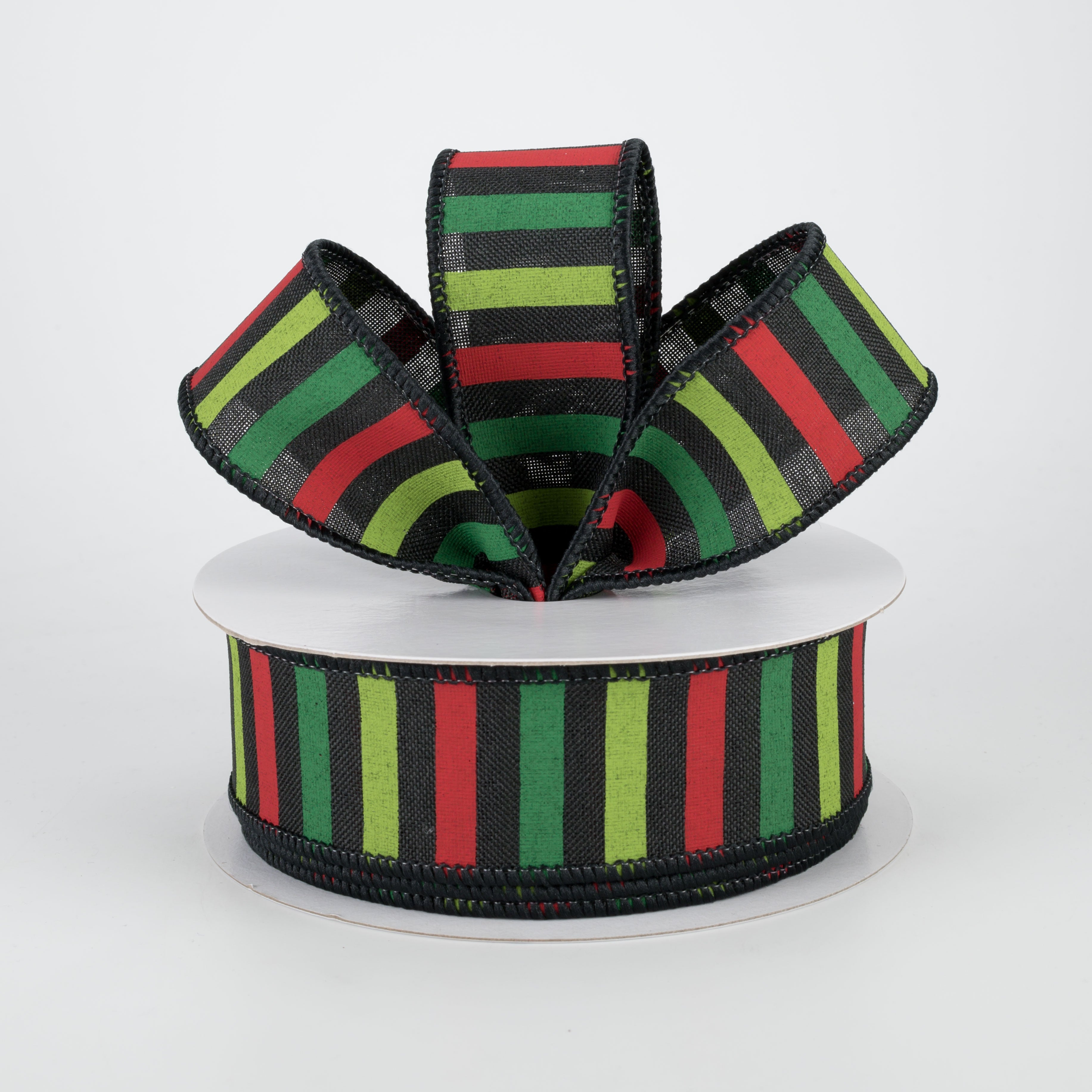 1.5" Christmas Horizontal Stripe Ribbon: Black (10 Yards) Lifestyle Photo