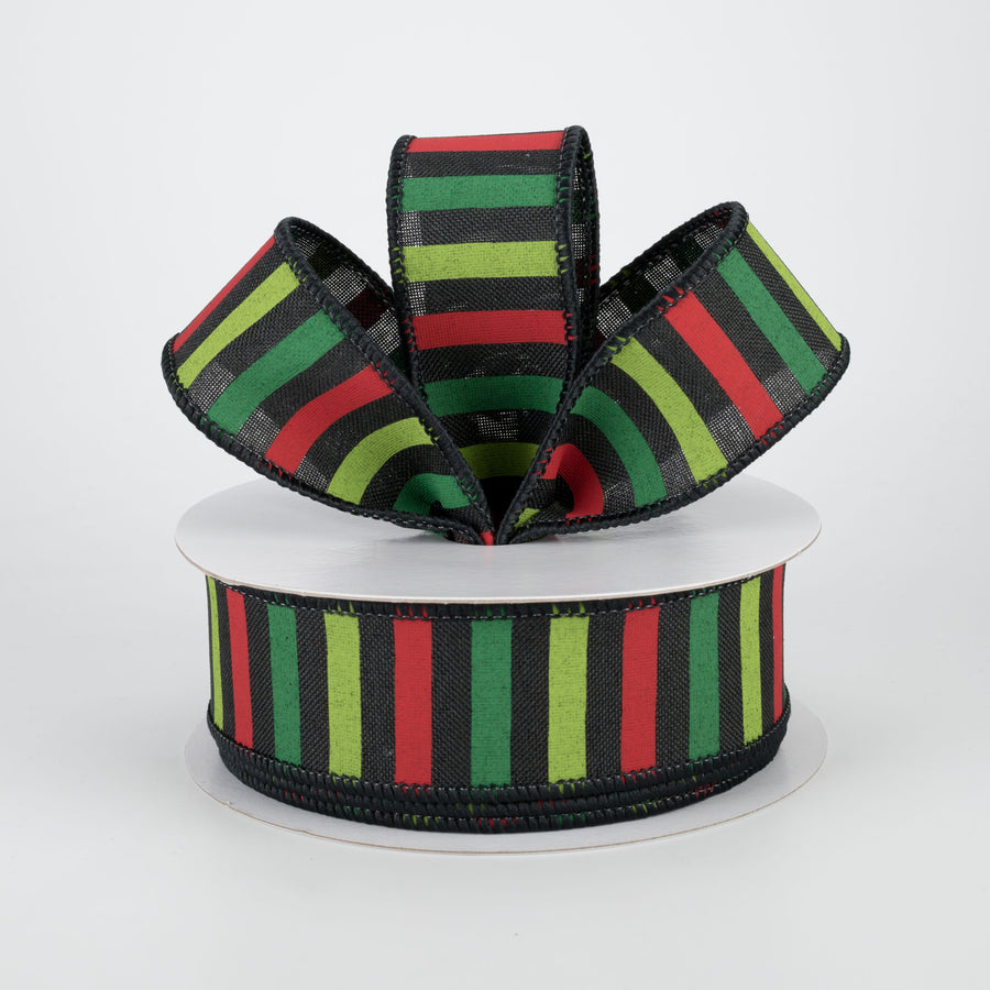 1.5" Christmas Horizontal Stripe Ribbon: Black (10 Yards) Lifestyle Photo