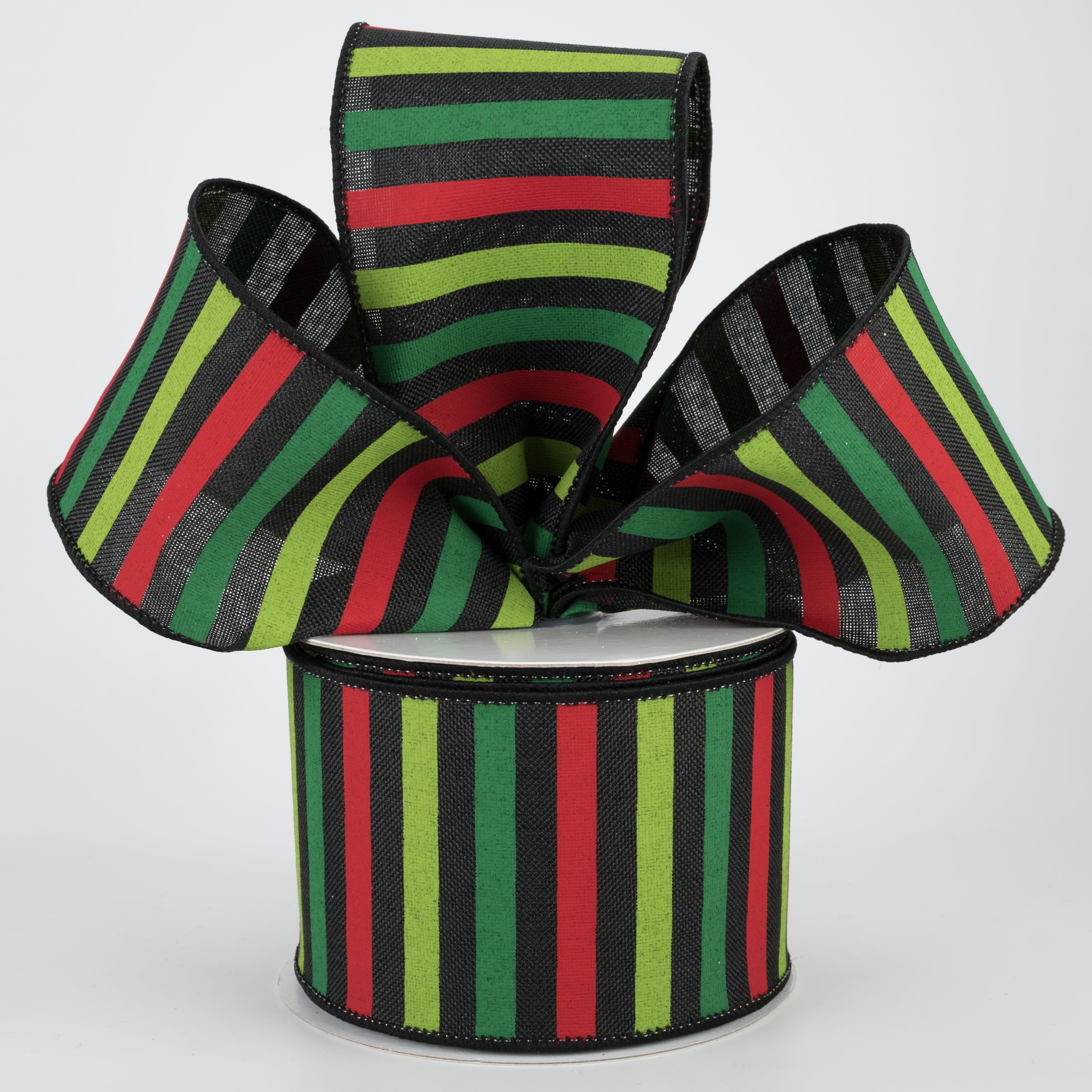 2.5" Christmas Horizontal Stripe Ribbon: Black (10 Yards) Lifestyle Photo