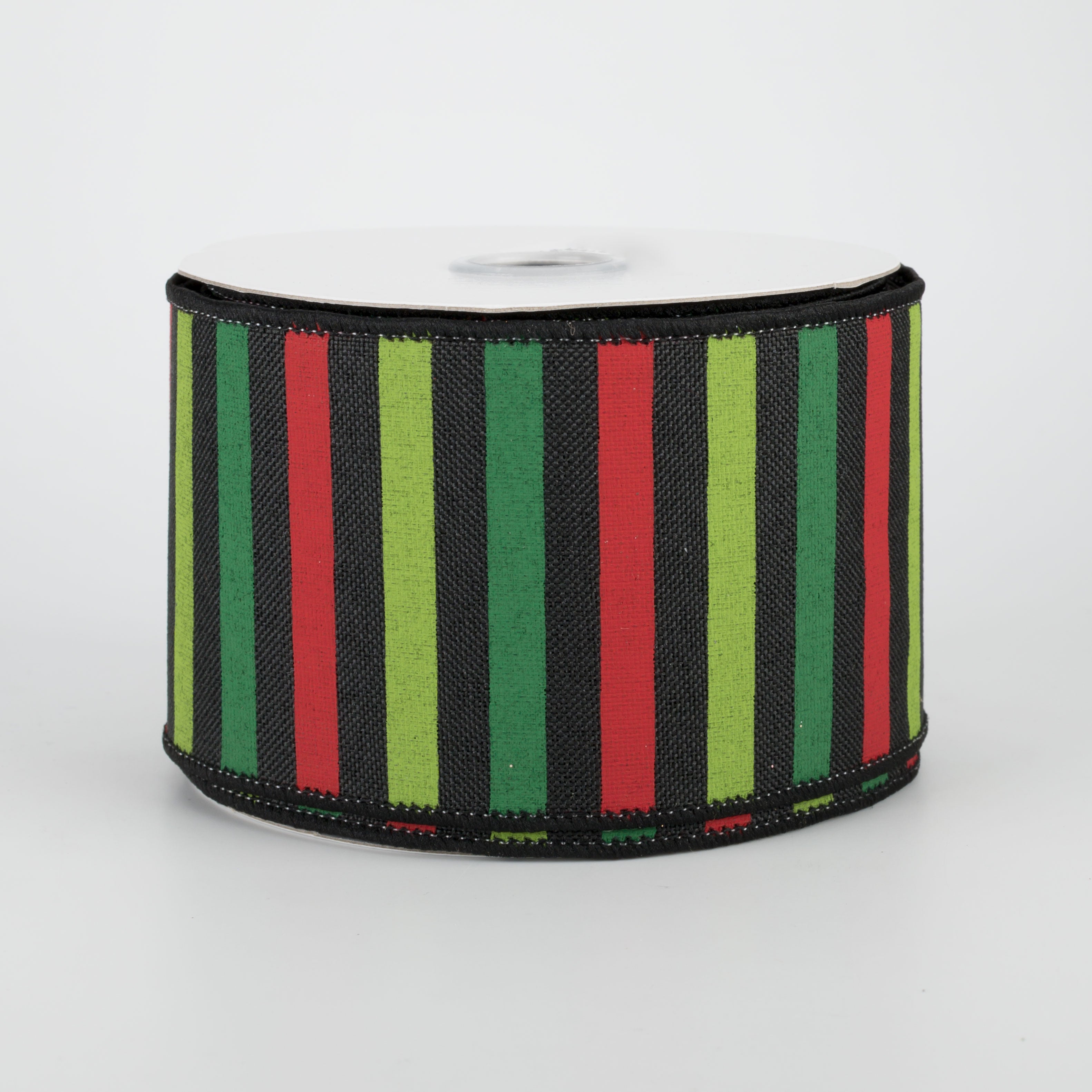 2.5" Christmas Horizontal Stripe Ribbon: Black (10 Yards)