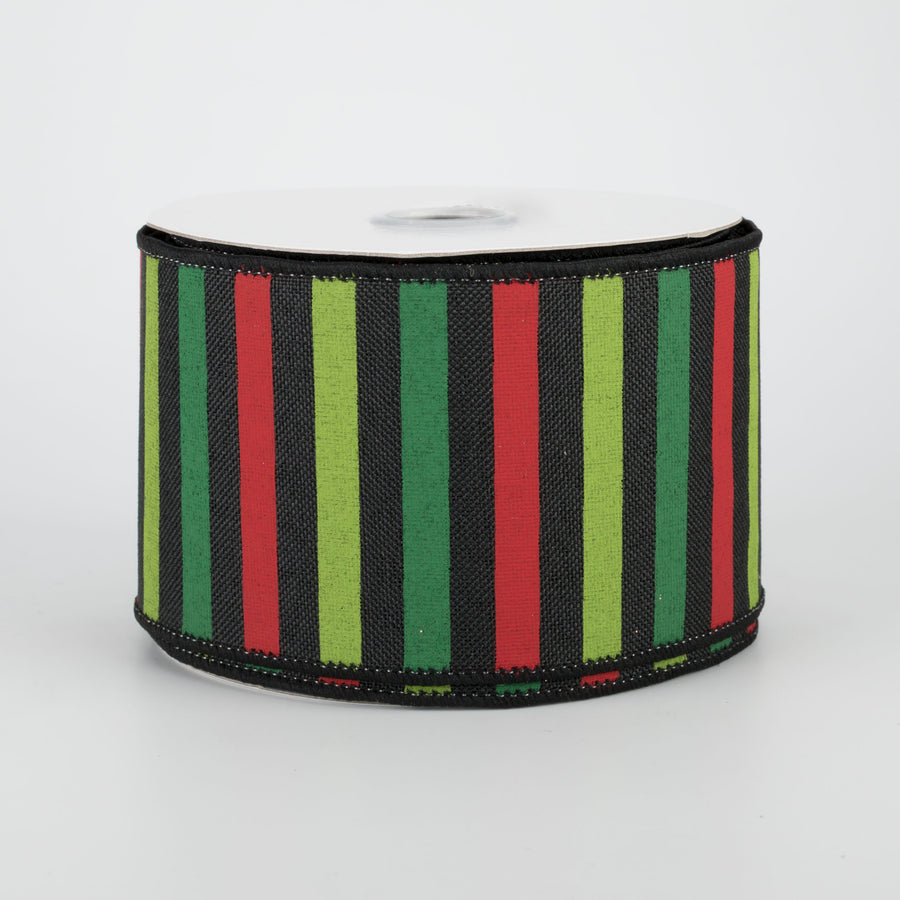 2.5" Christmas Horizontal Stripe Ribbon: Black (10 Yards)