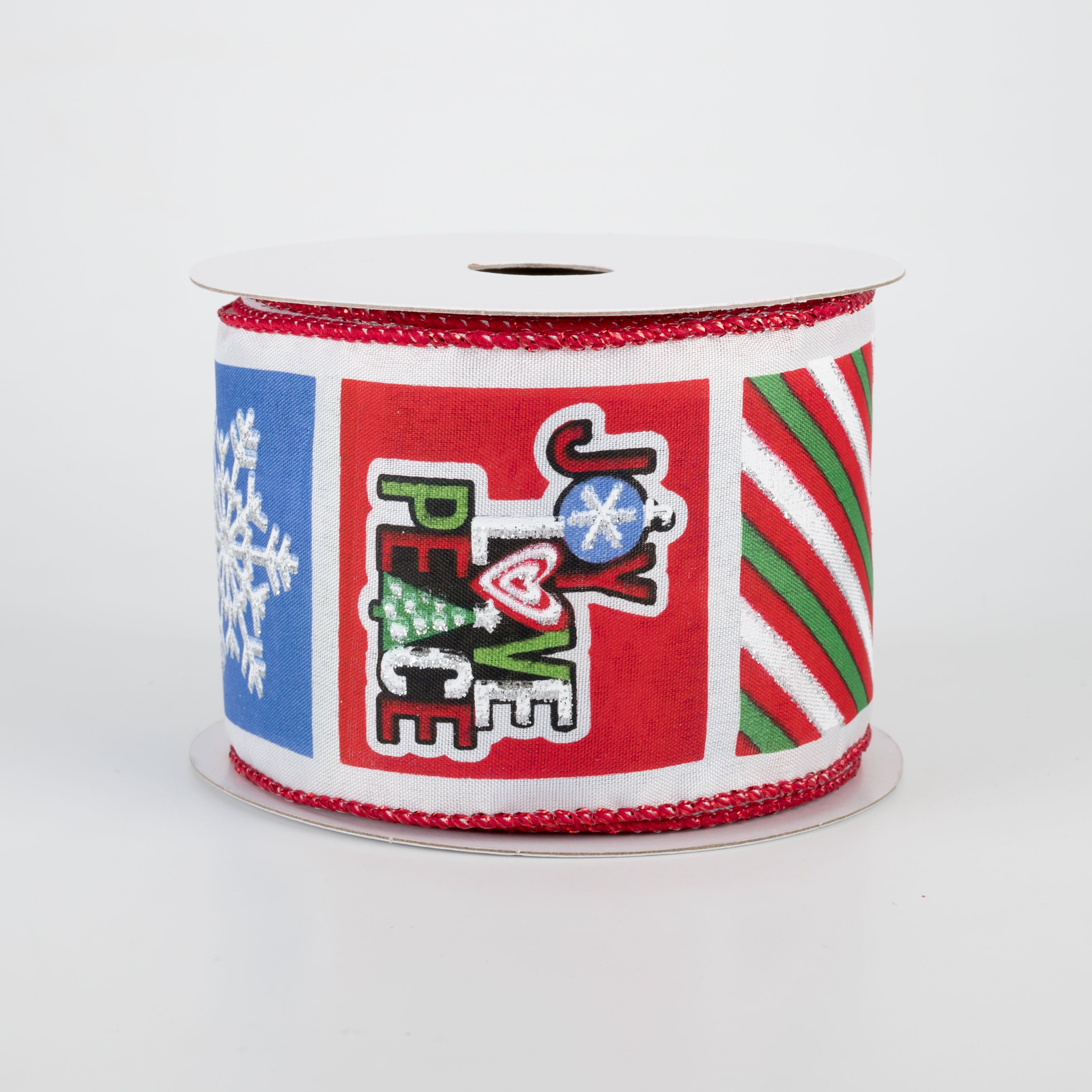 2.5" Christmas Patterned Squares Ribbon (10 Yards)