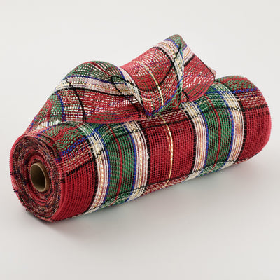 10" Christmas Plaid Mesh: Red, Green, White, Blue, Gold Item Number: XB235910-27