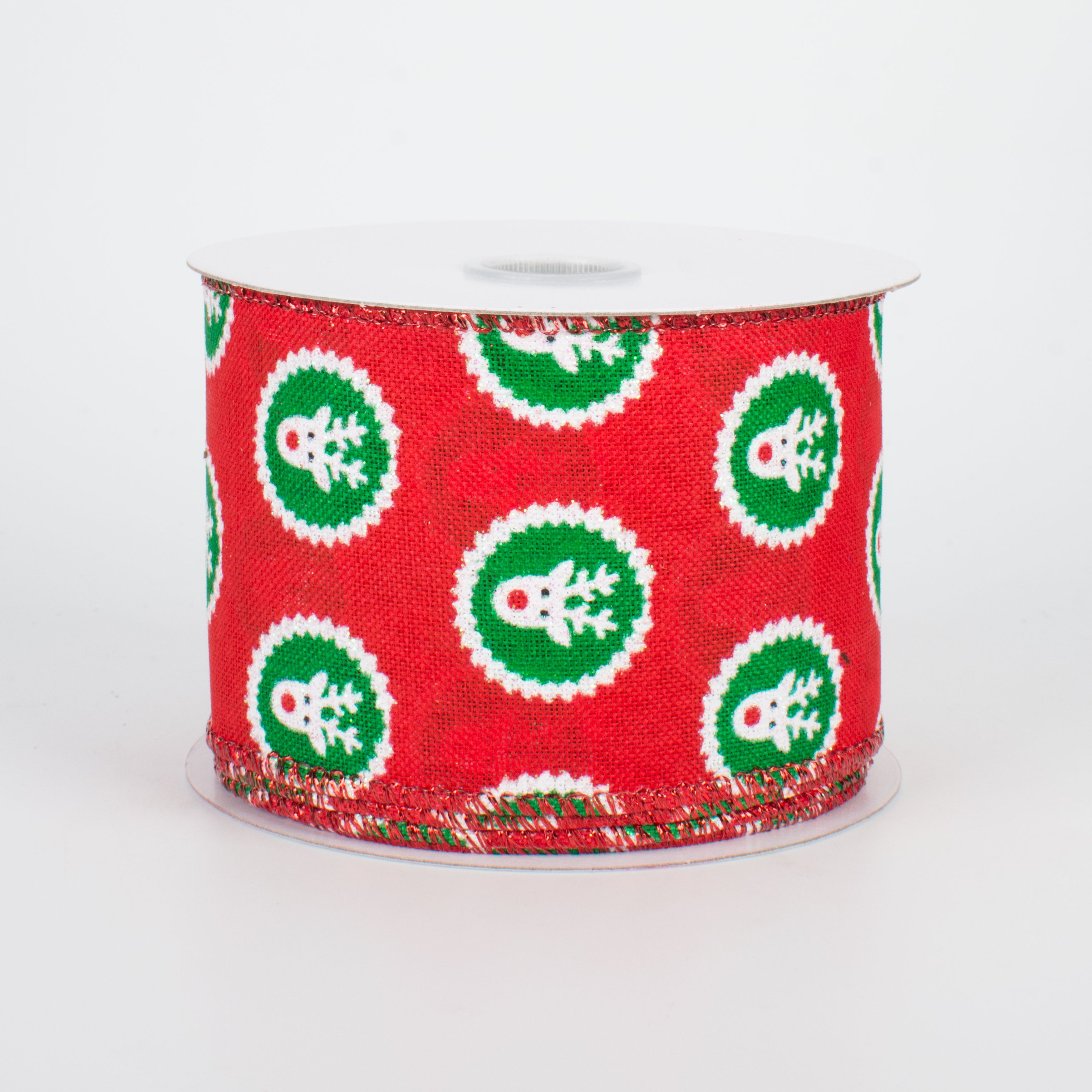 2.5" Christmas Reindeer Polka Dots Ribbon (10 Yards)