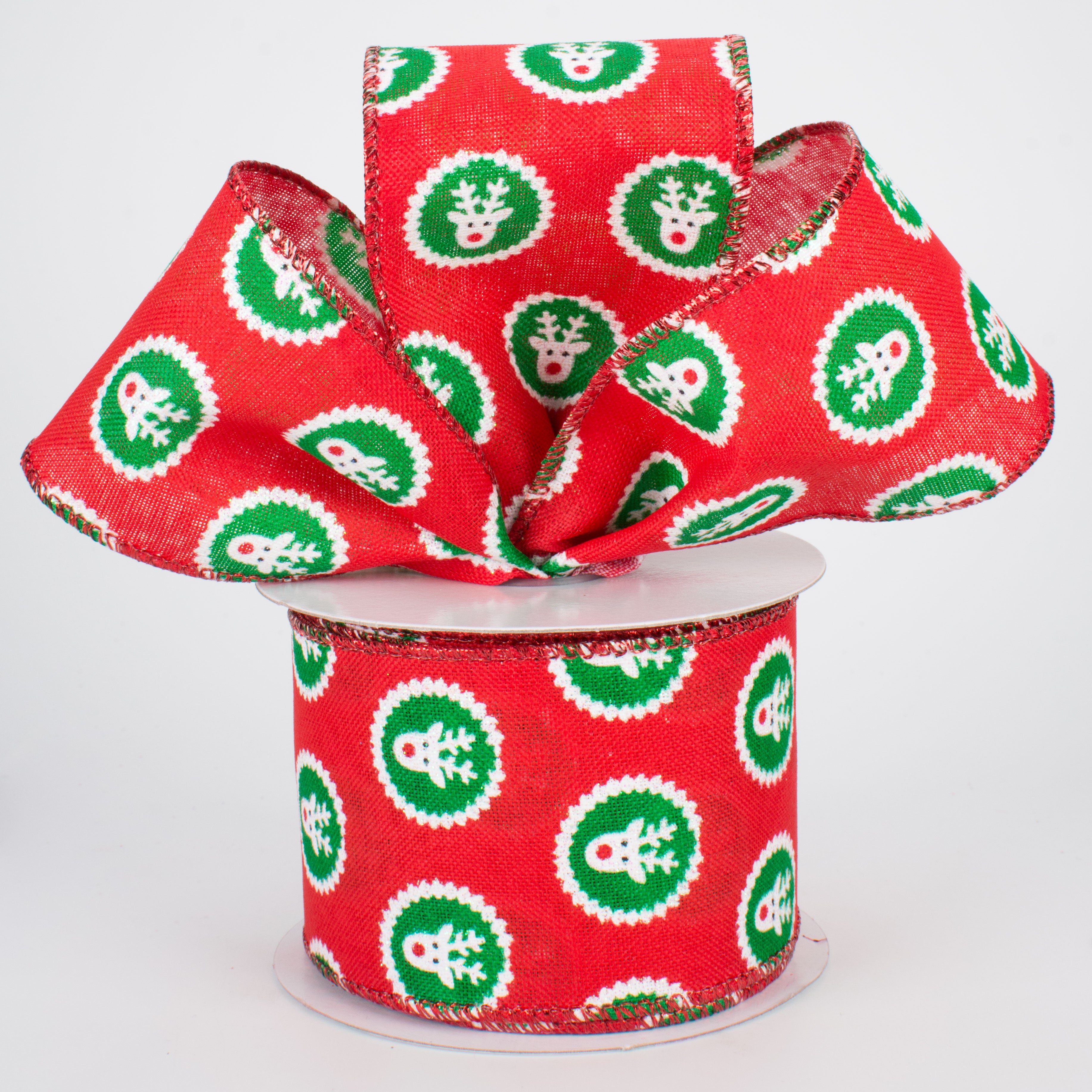 2.5" Christmas Reindeer Polka Dots Ribbon (10 Yards) Lifestyle Photo