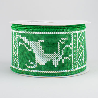 2.5" Christmas Sweater Ribbon: Emerald Green & White (10 Yards)