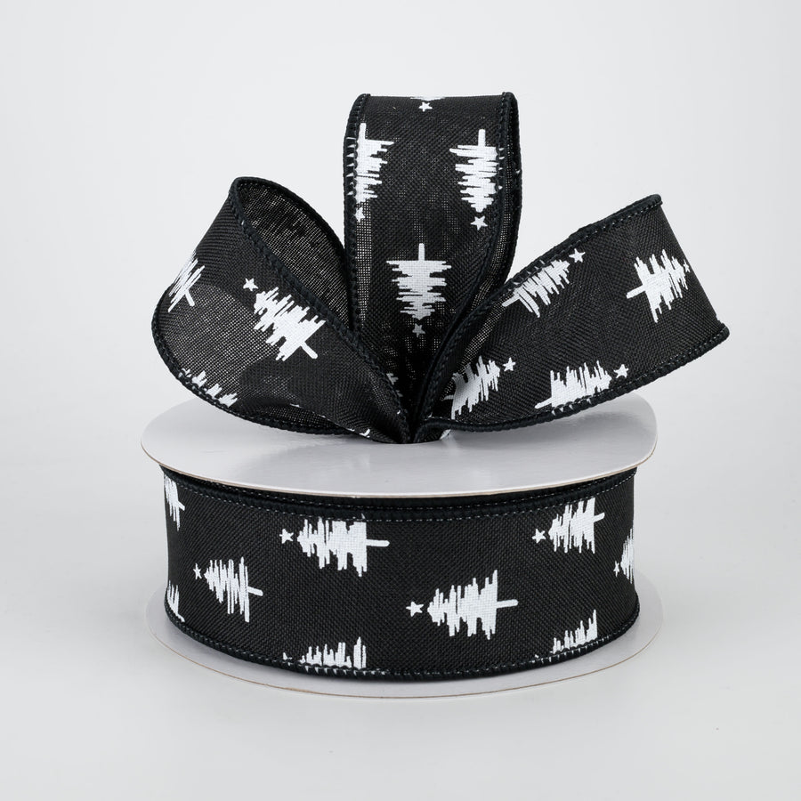1.5" Christmas Trees Ribbon: Black (10 Yards) Lifestyle Photo
