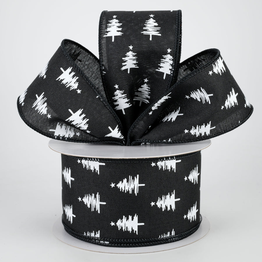 2.5" Christmas Trees Ribbon: Black (10 Yards) Lifestyle Photo