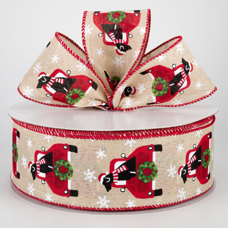2.5" Christmas Truck With Dog Ribbon (50 Yards) Lifestyle Photo