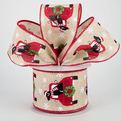 2.5" Christmas Truck With Dog Ribbon (10 Yards) Lifestyle Photo