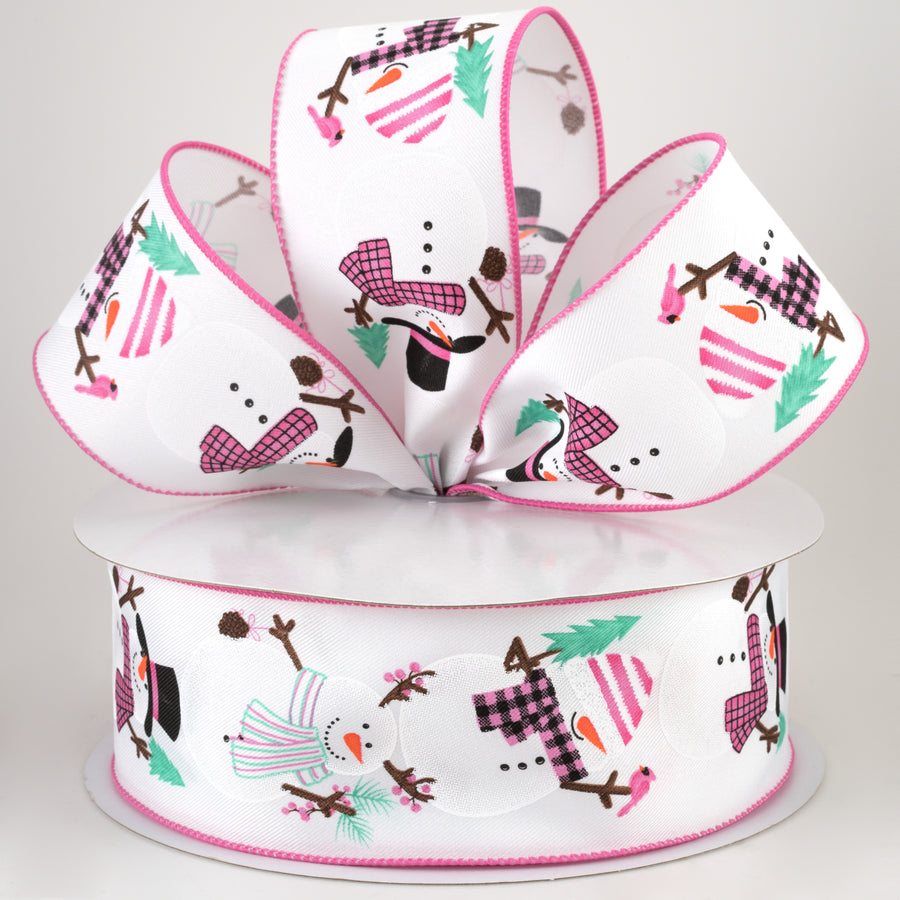 2.5" Chubby Snowman Ribbon: White, Pink, Mint (50 Yards) Lifestyle Photo