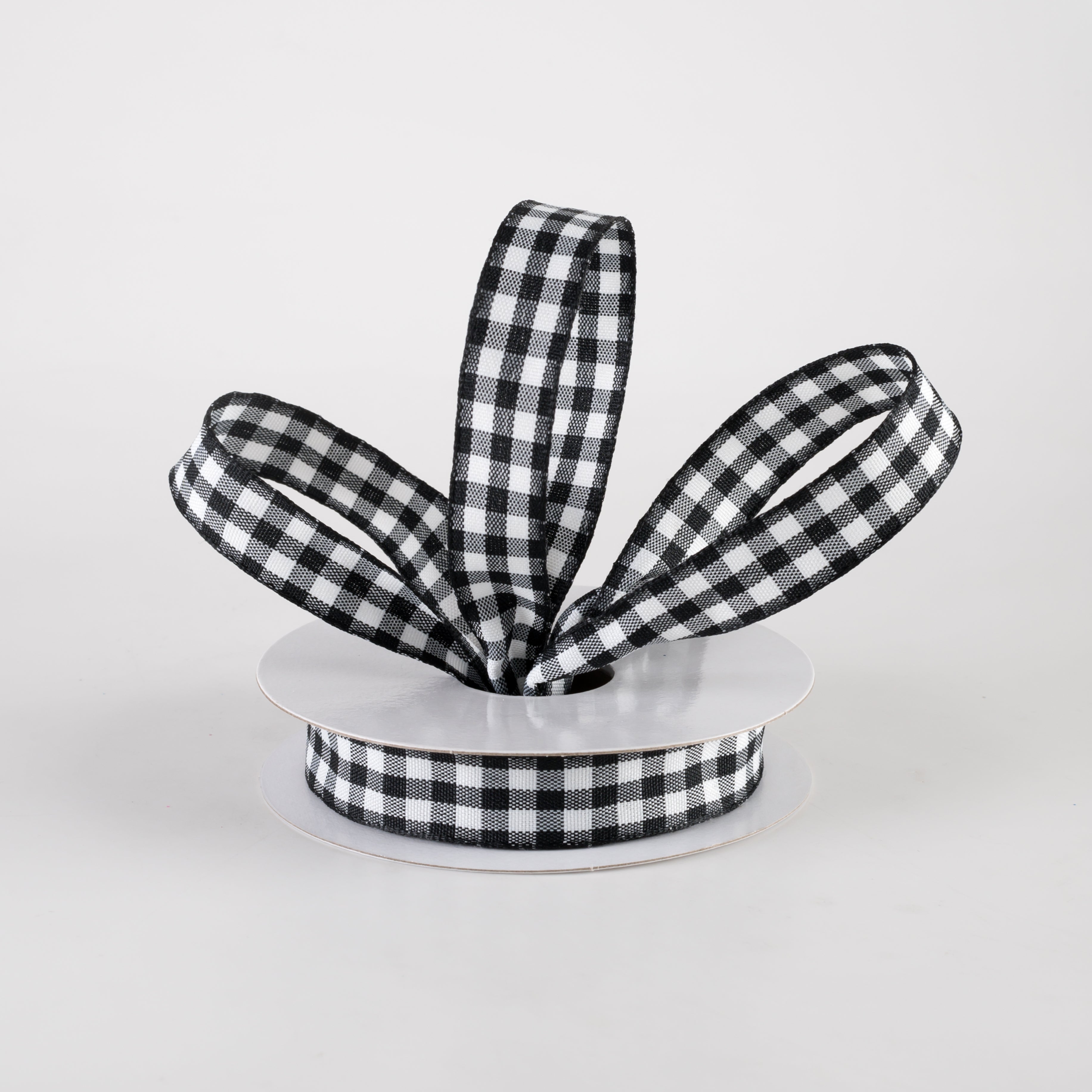 5/8" Classic Check Ribbon: Black & White (10 Yards) Lifestyle Photo