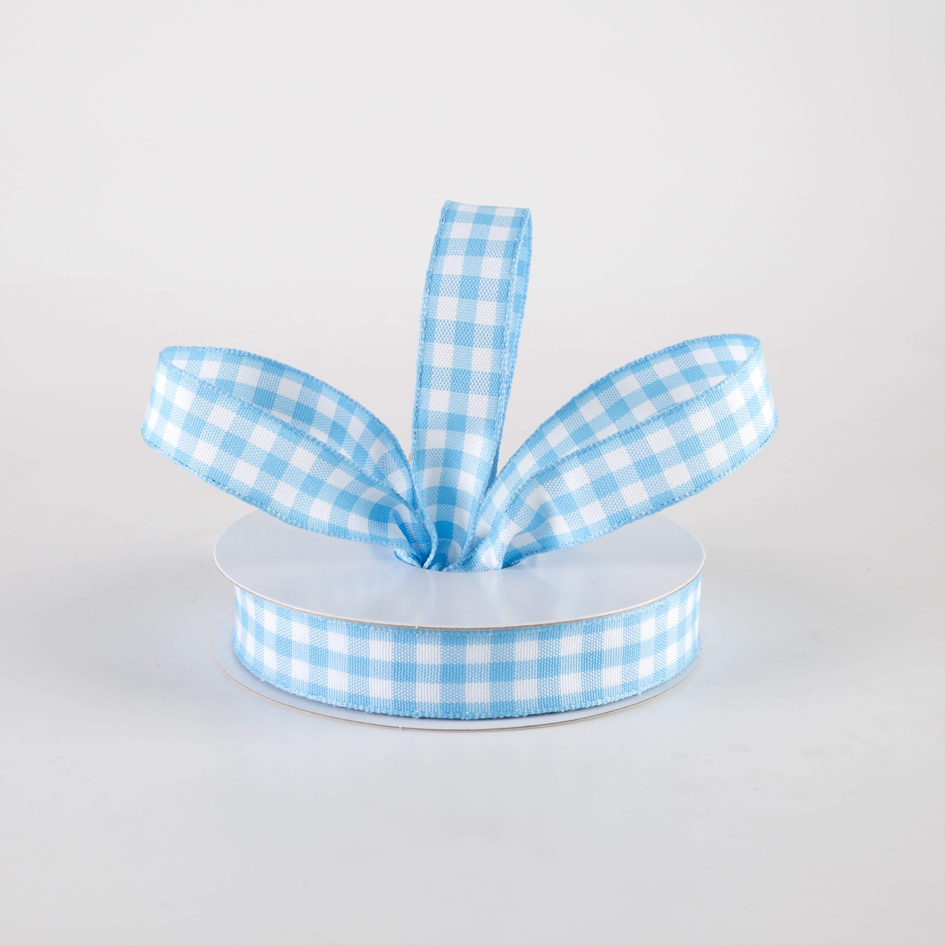 5/8" Classic Check Ribbon: Light Blue & White (10 Yards) Lifestyle Photo